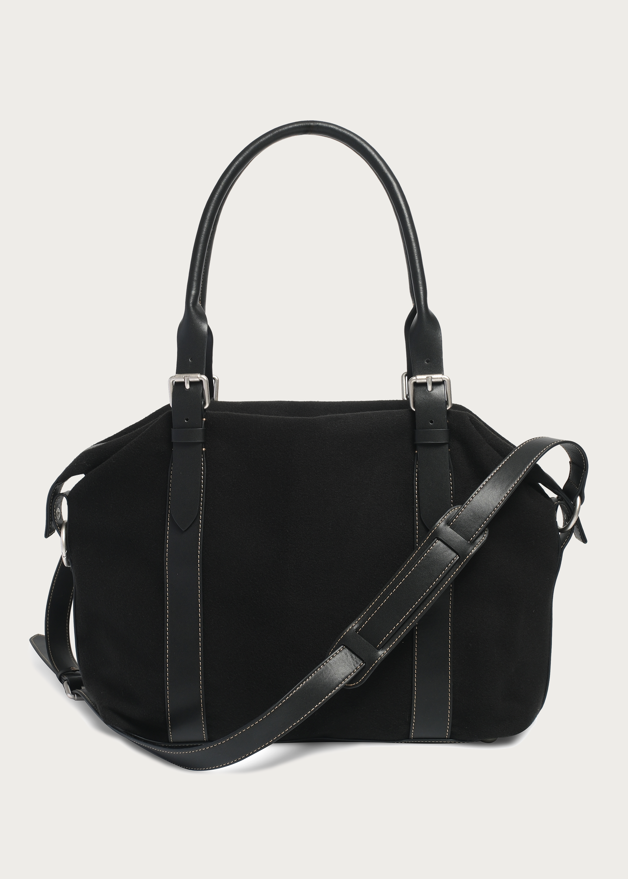 Suede and Leather Patchwork Shoulder/Crossbody Bag