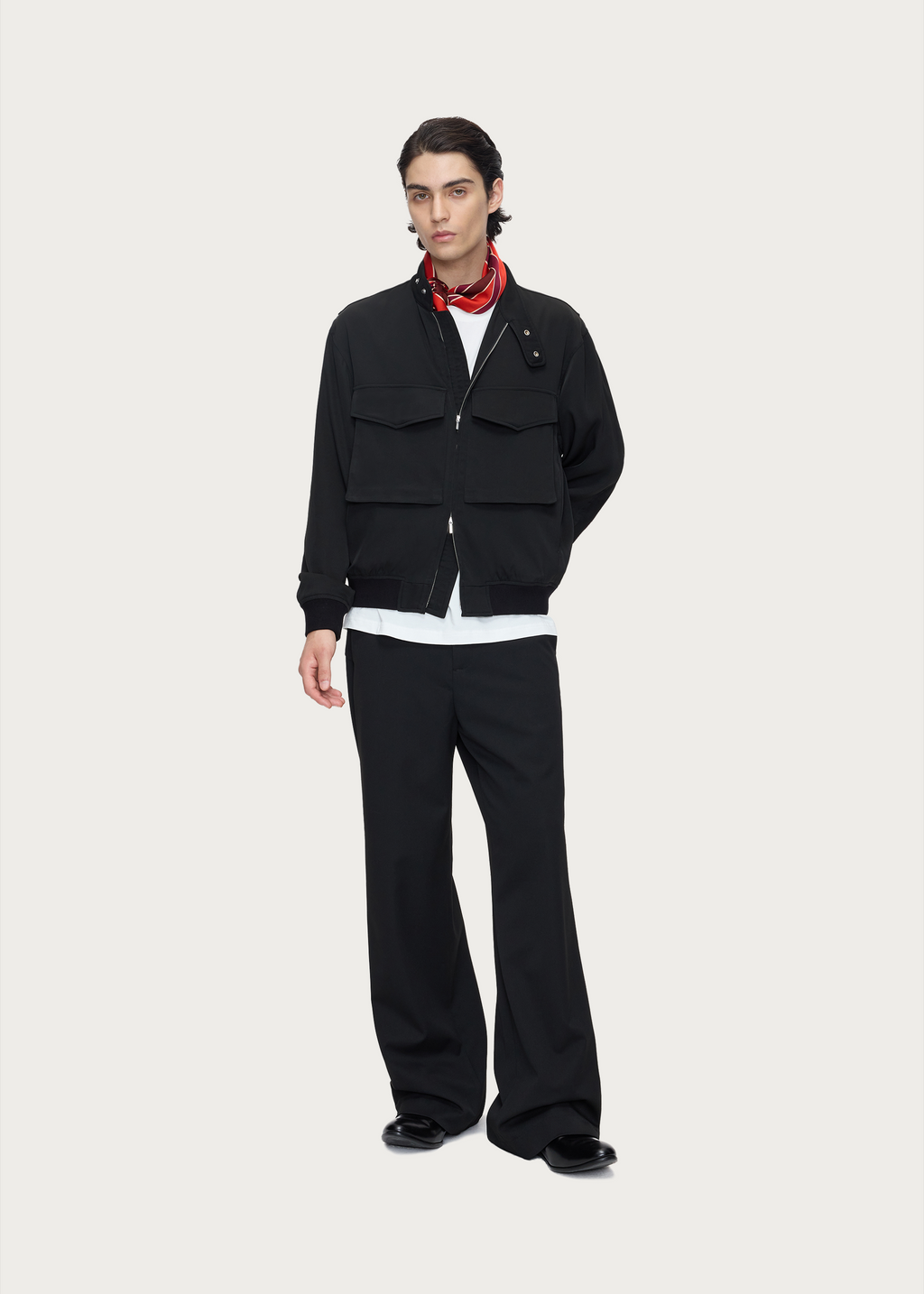 Acetate-Blend Stand-Collar Zip Jacket