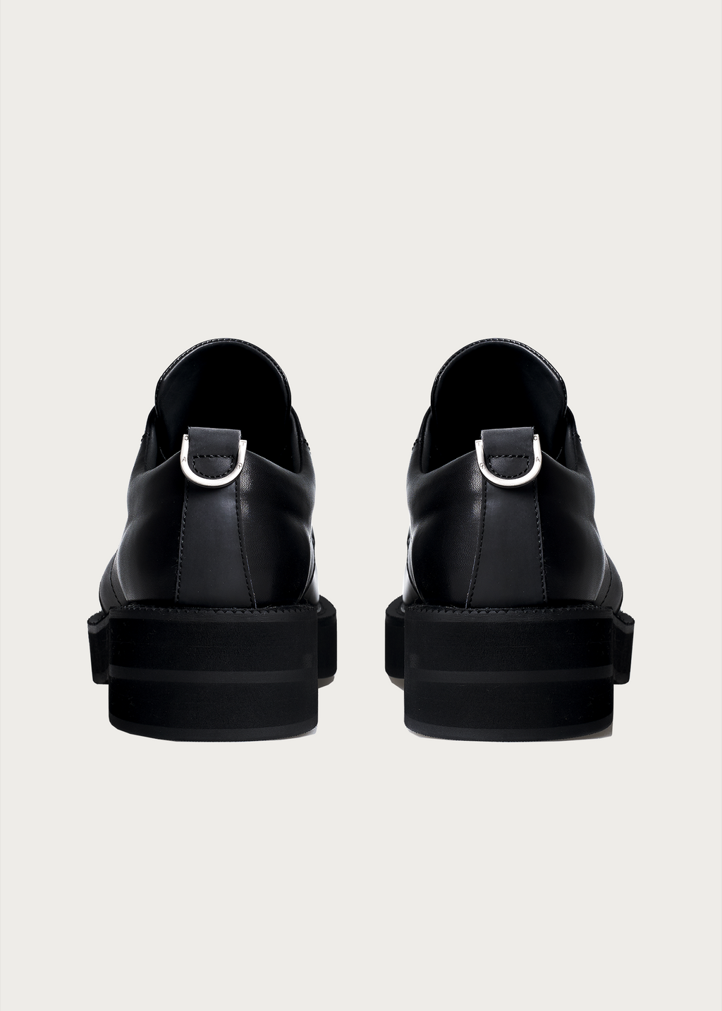 Thick-Soled Leather Derby Shoes Black