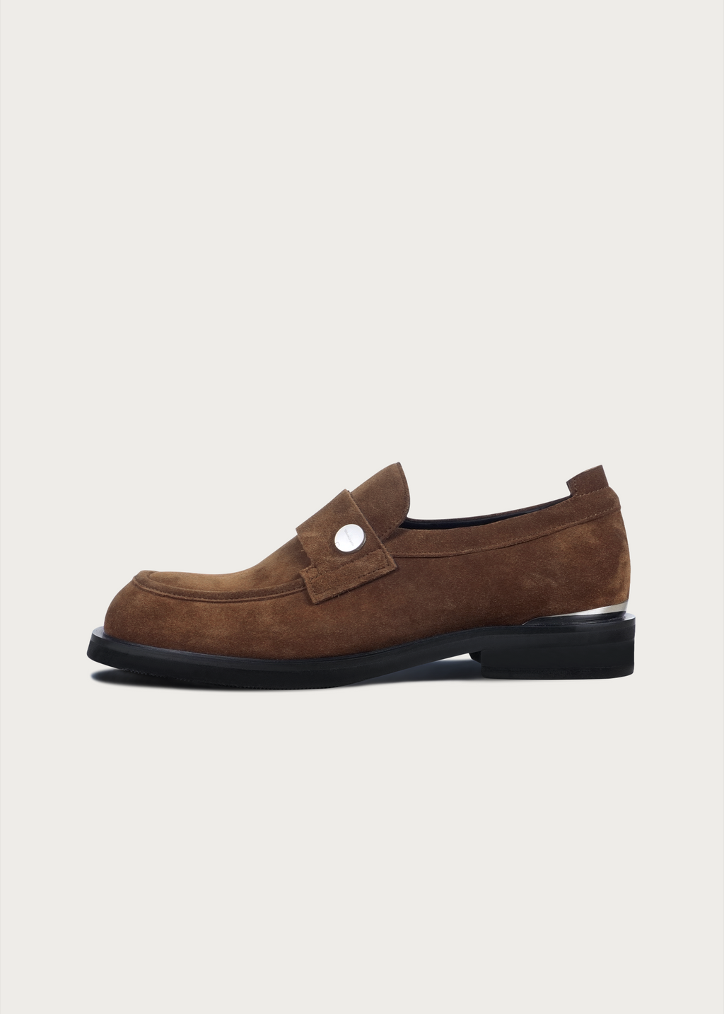 Cove Button Suede Loafers Brown