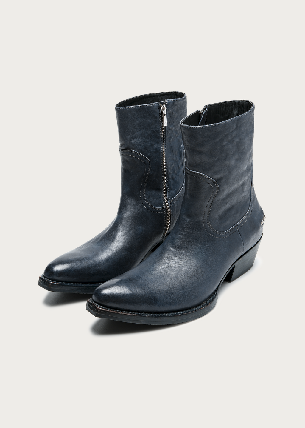 Ashen II Leather Boots Gray-Blue