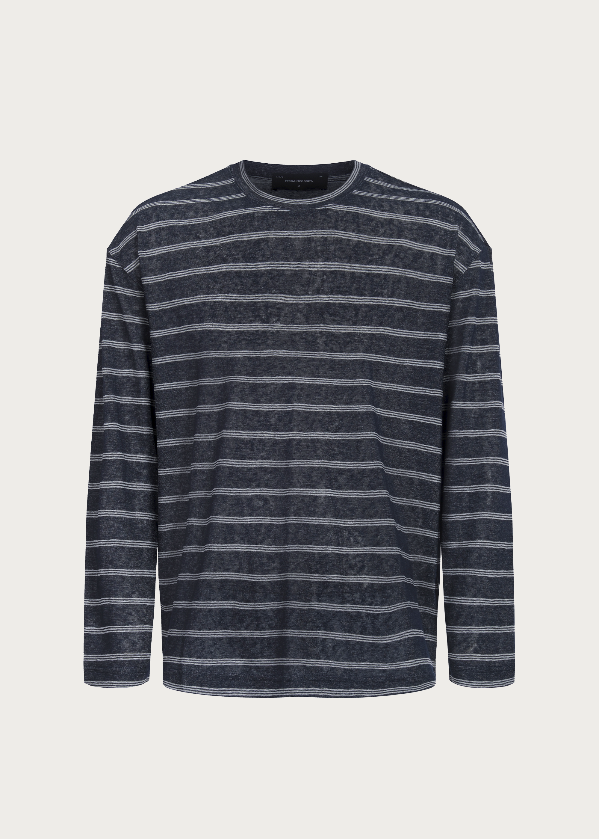 Basic Long-Sleeve Striped T-Shirt Blue