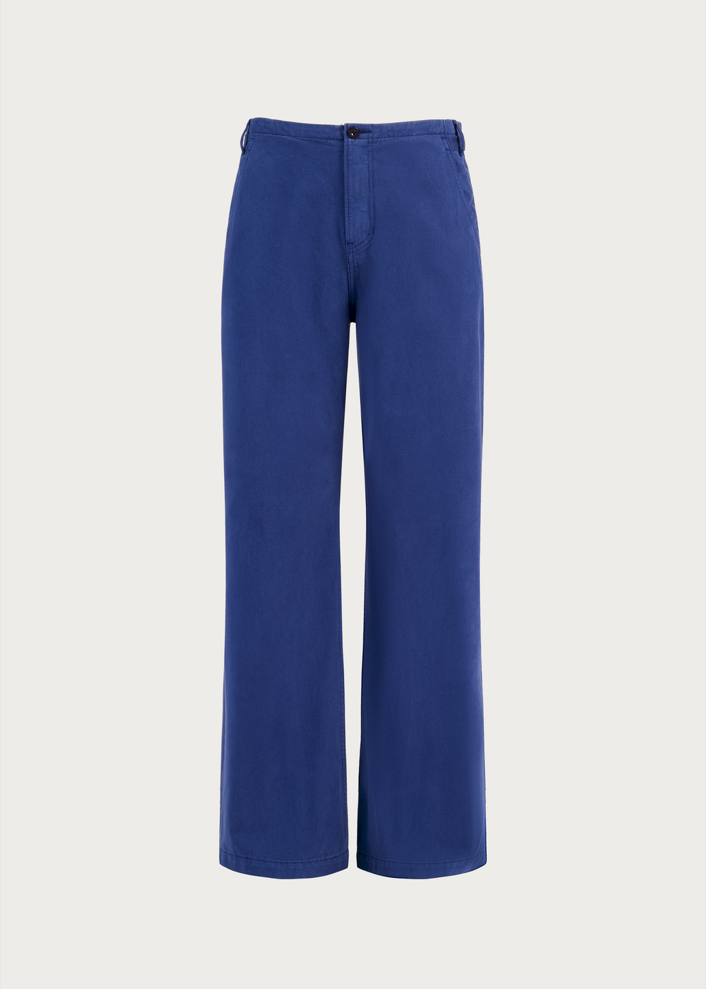 Matte-finish soft-touch straight-leg washed denim utility pants Blue
