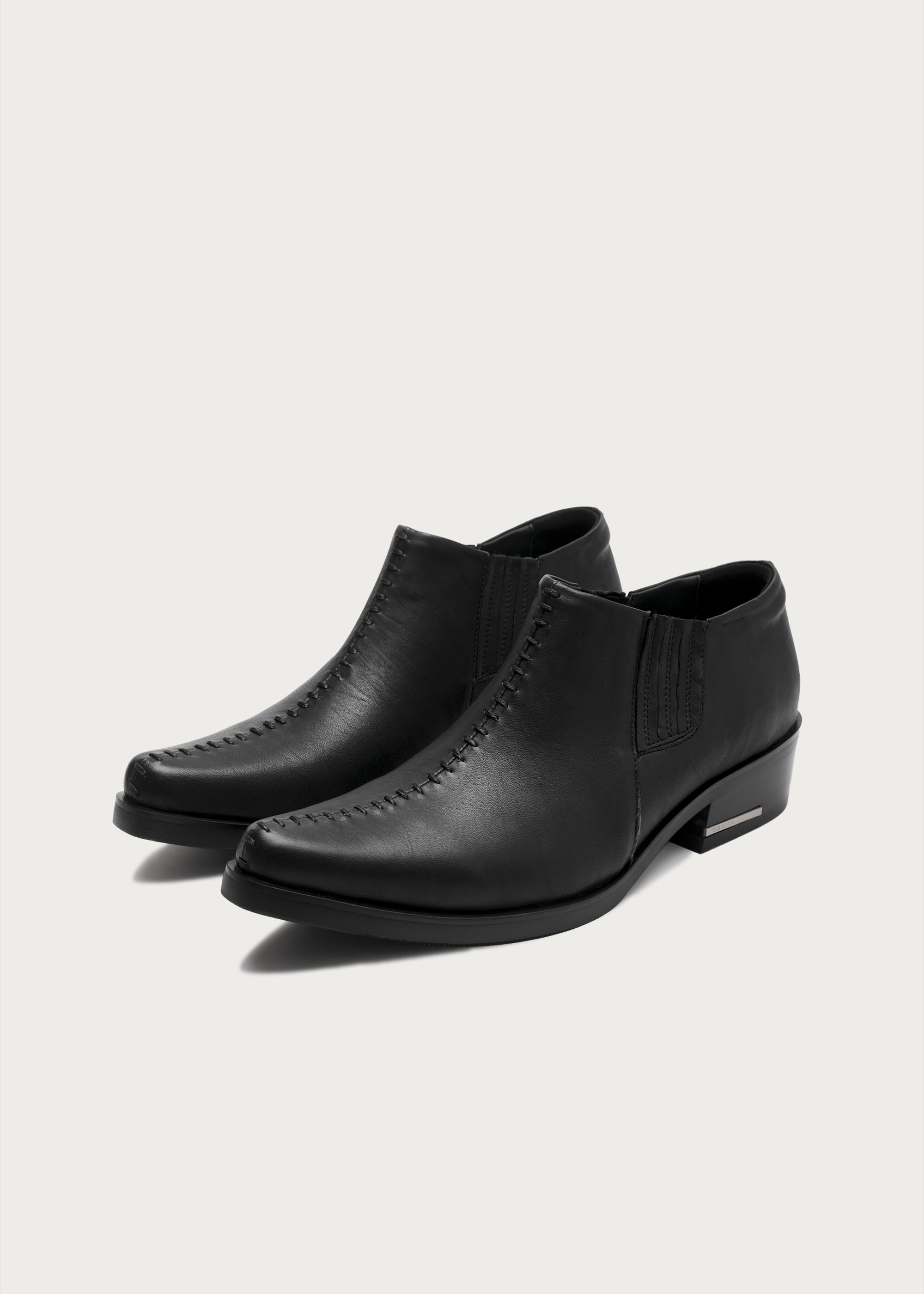 Front Stitch Horsehide Boots Black