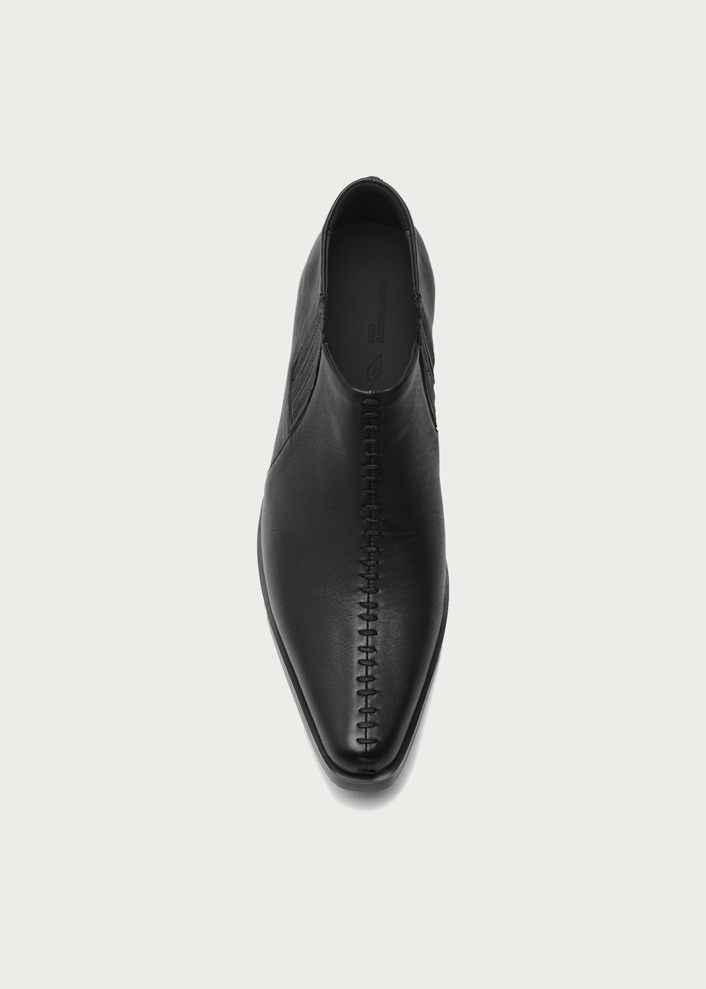 Front Stitch Leather Boots Black