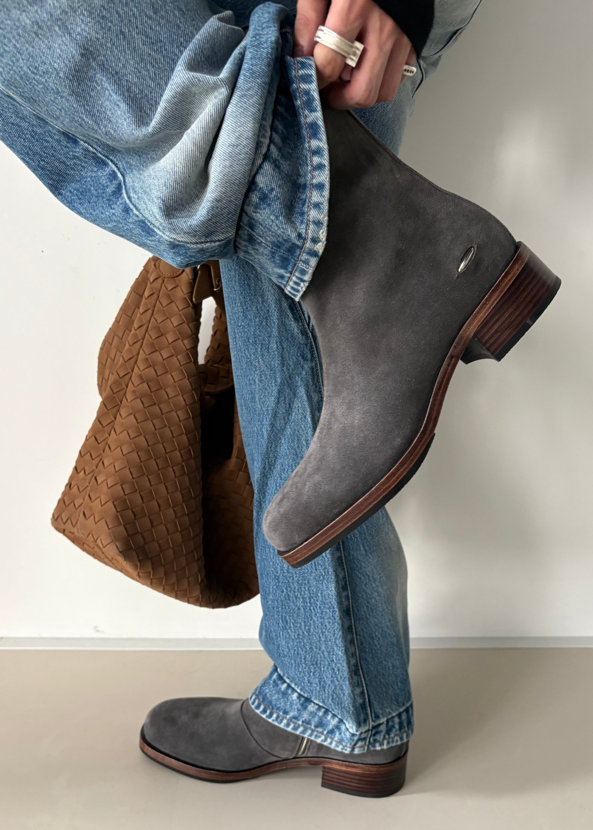 Cinder Suede Ankle Boots Gray