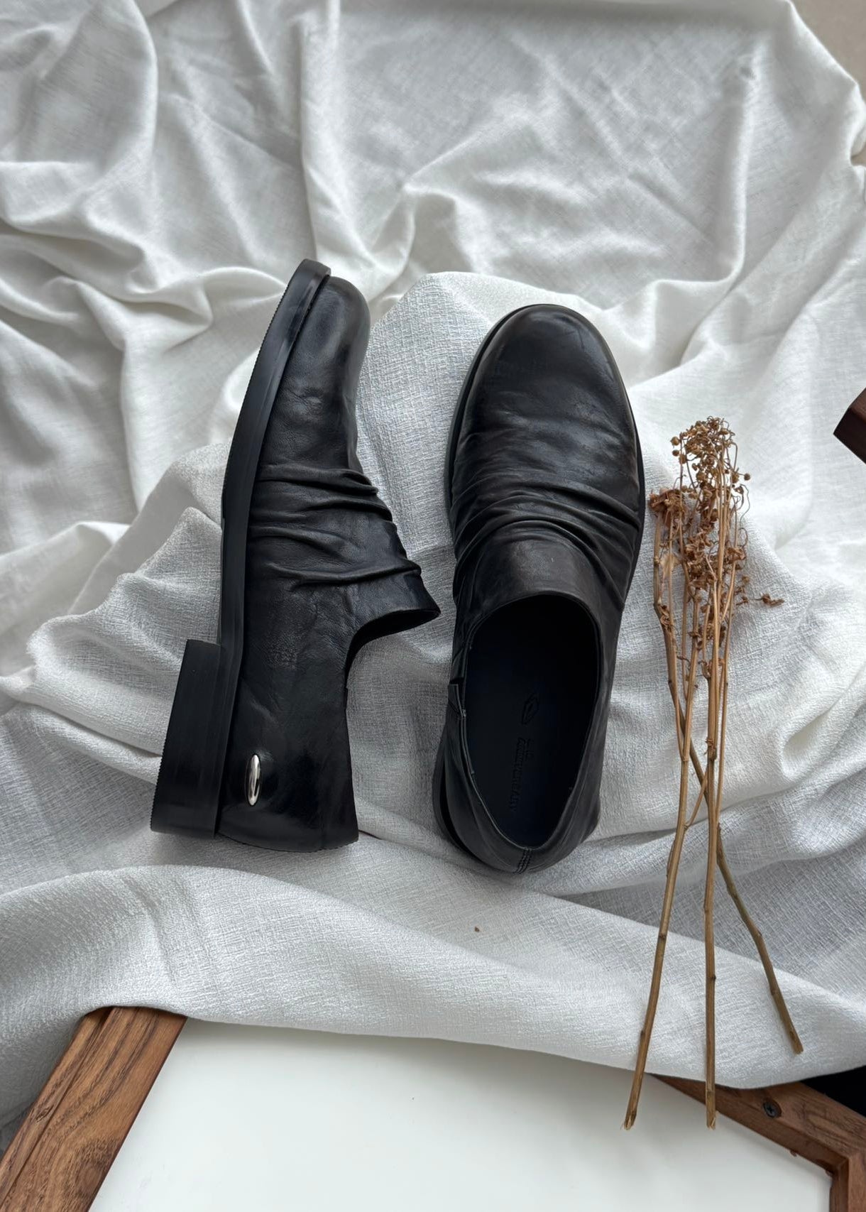 Horsehide Leather Slip-on Derby Shoes