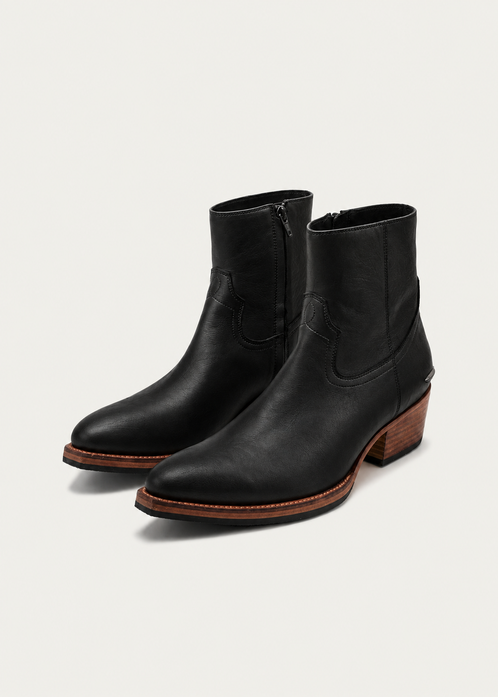 Ashen Leather Ankle Boots Black