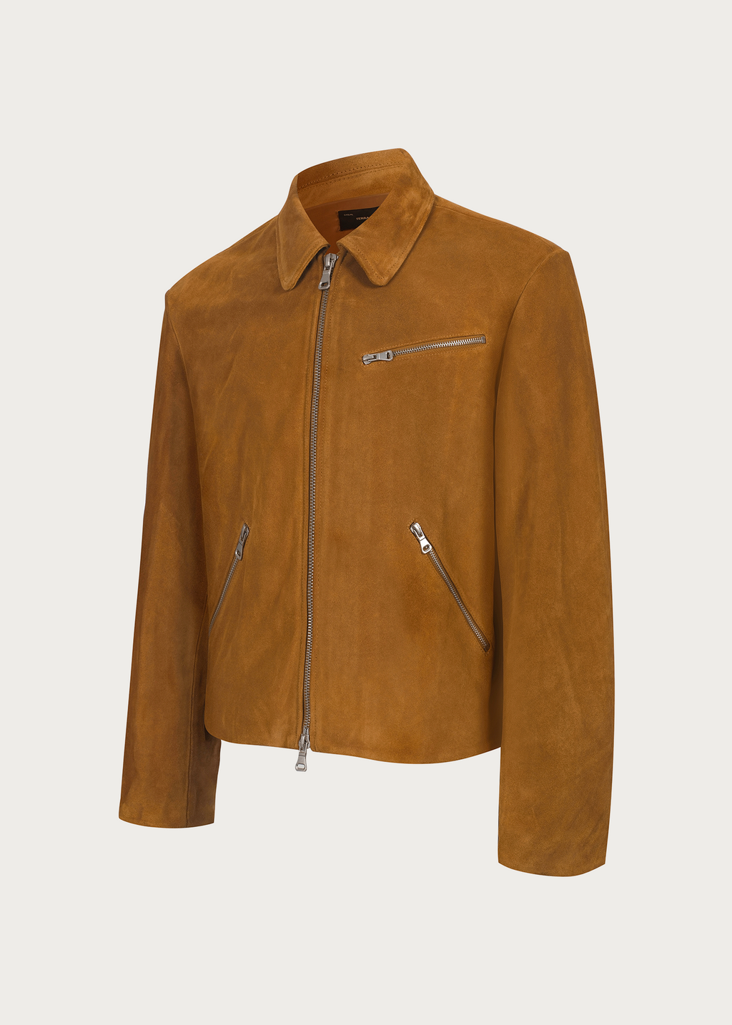 Cowhide Suede Zip-Up Leather Jacket