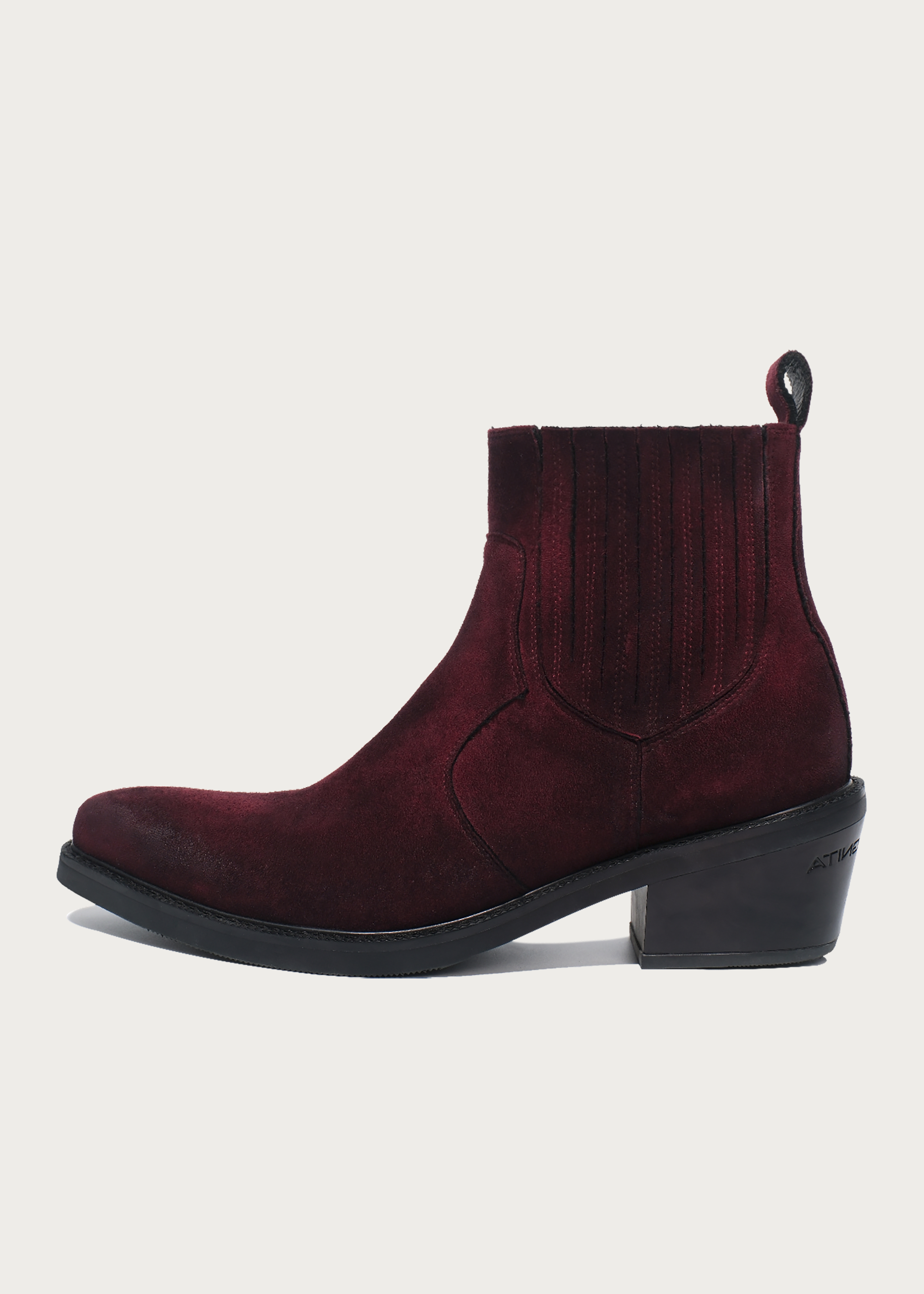 Chelsea boots Pointed-toe Velvet Garnet red