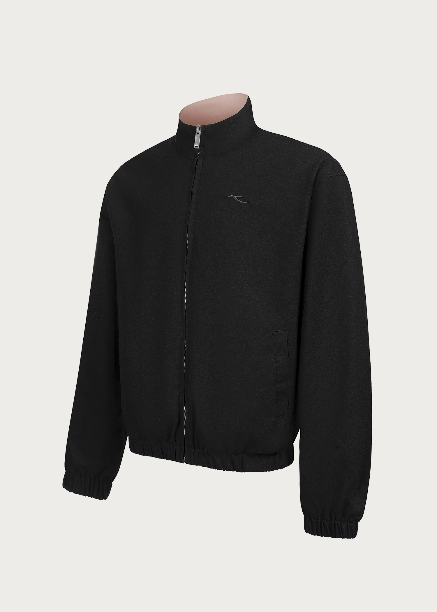 Black/Pink Reversible Color-block Linen-Blend High-Neck Jacket