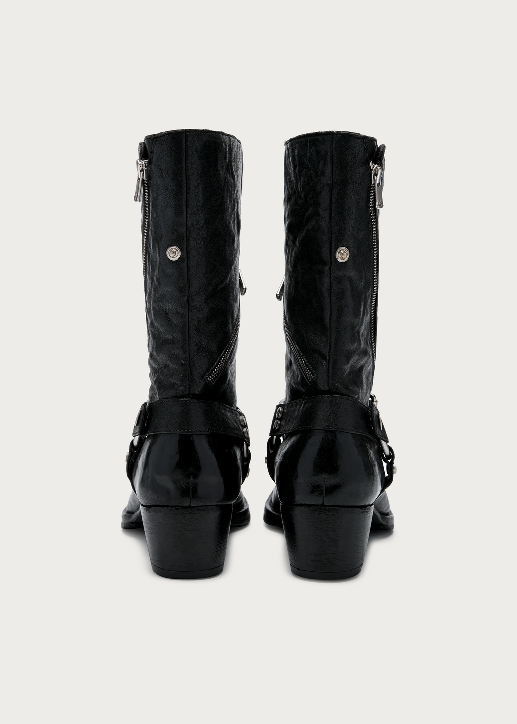 Vexen Buckled Diagonal-Zip Horsehide Boots