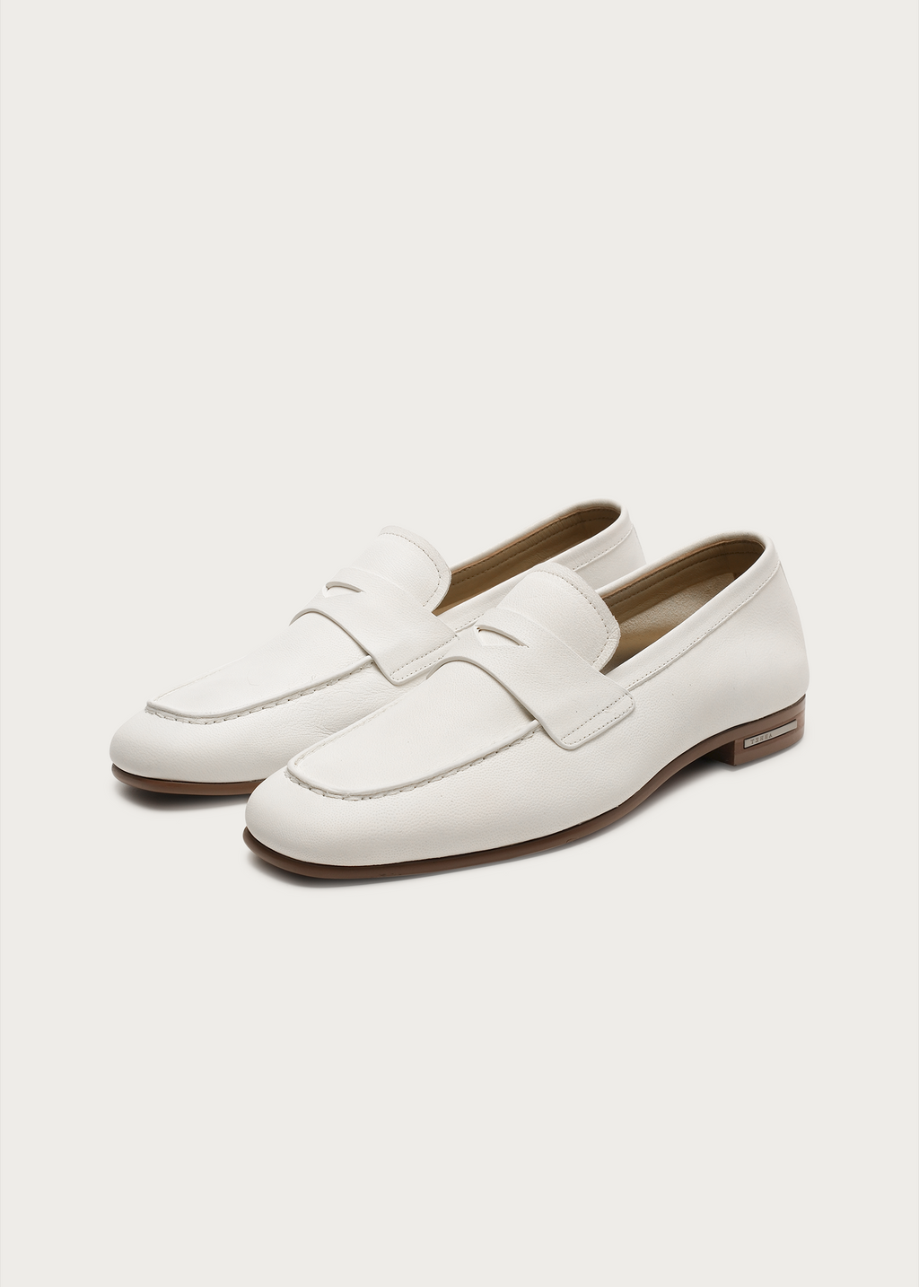 Dune Camel Leather Loafers White