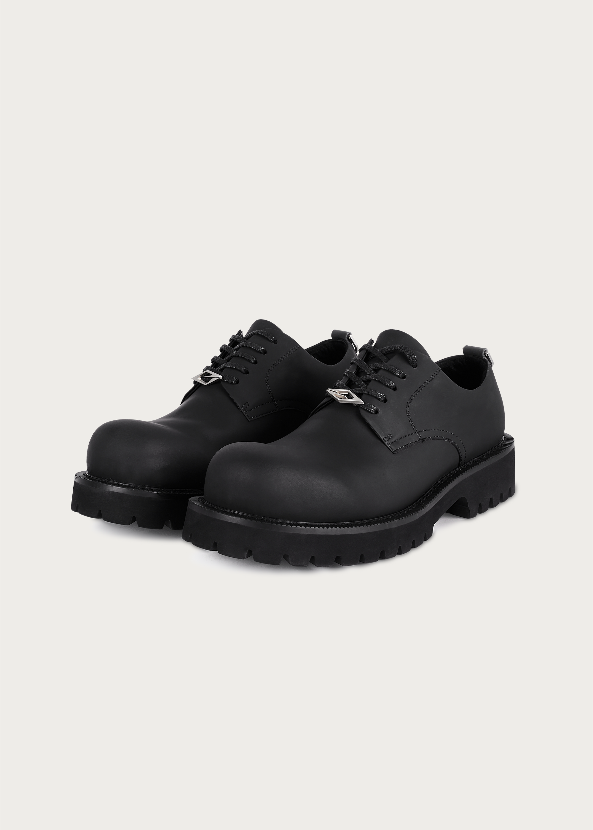 Derby shoes Chunky Round-toe Matte black