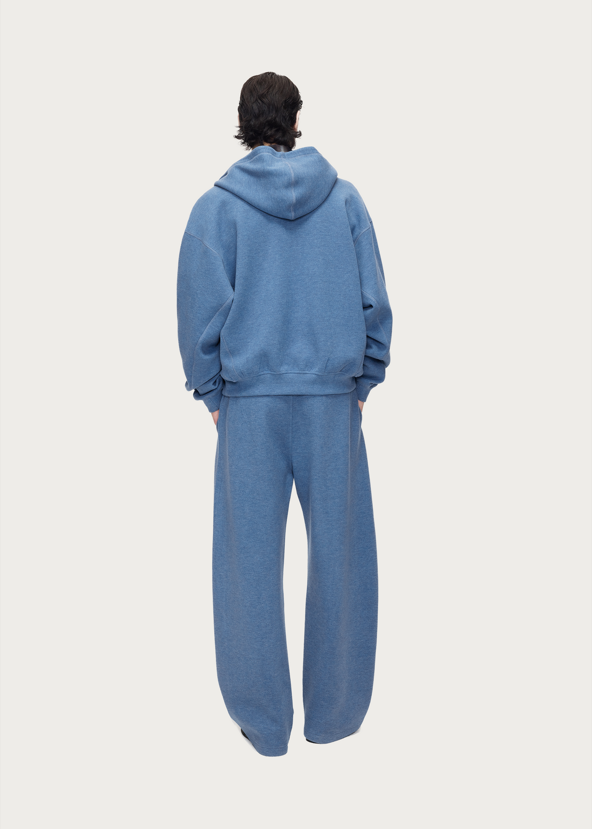 Wool-Blend Curved-Leg Sweatpants Blue