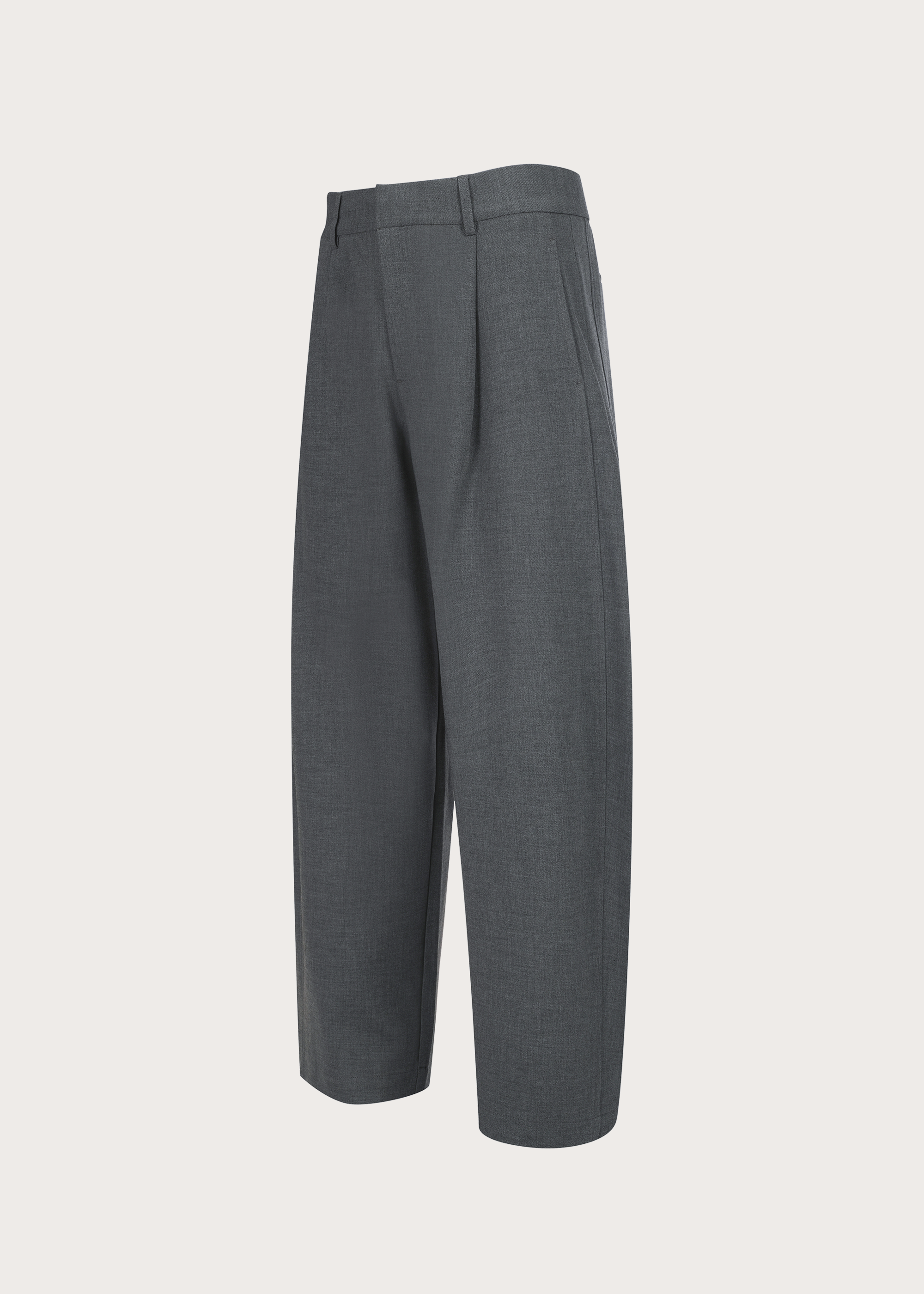 Drapey Wool-Blend Pleated Trousers Grey