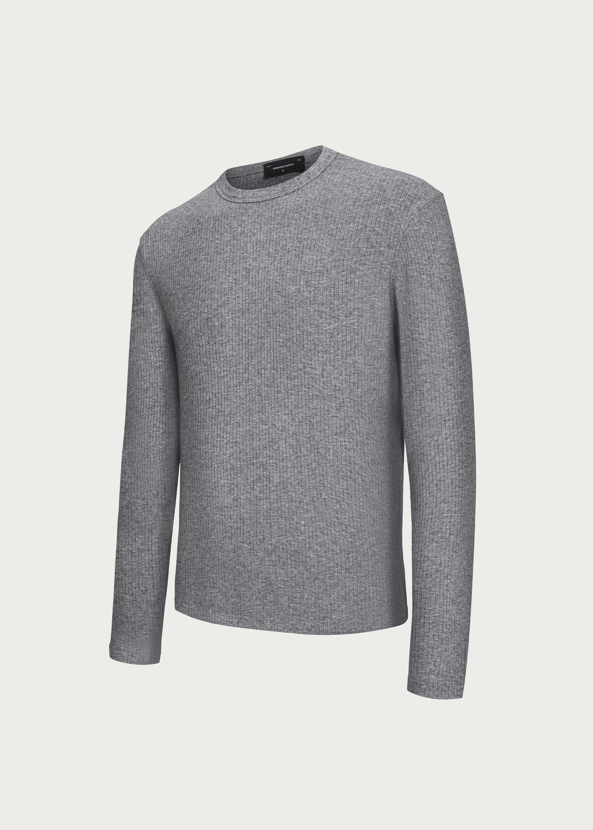 Stretchy Crew-Neck Long-Sleeve Base Layer T-Shirt Grey