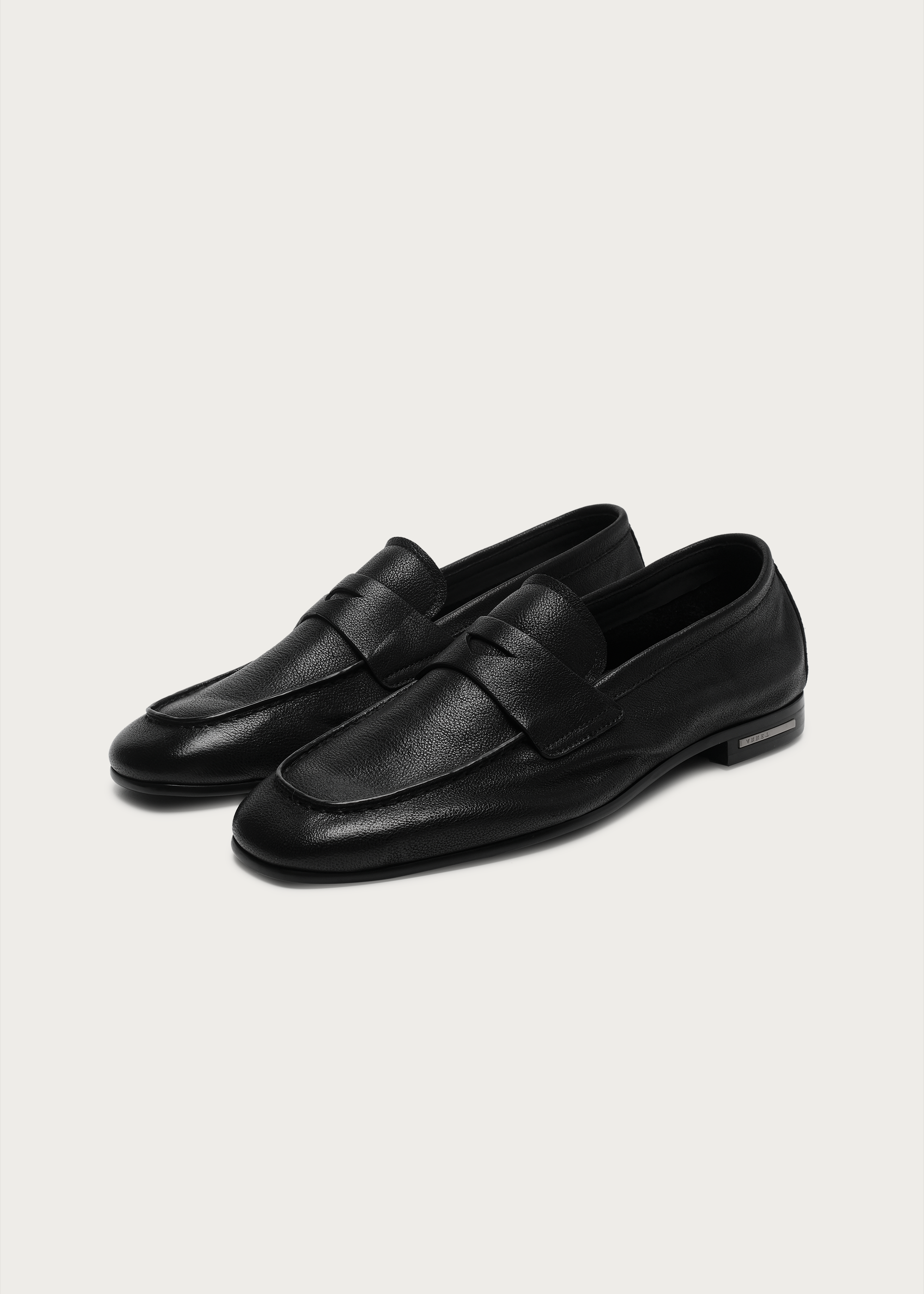 Camel leather loafers Black