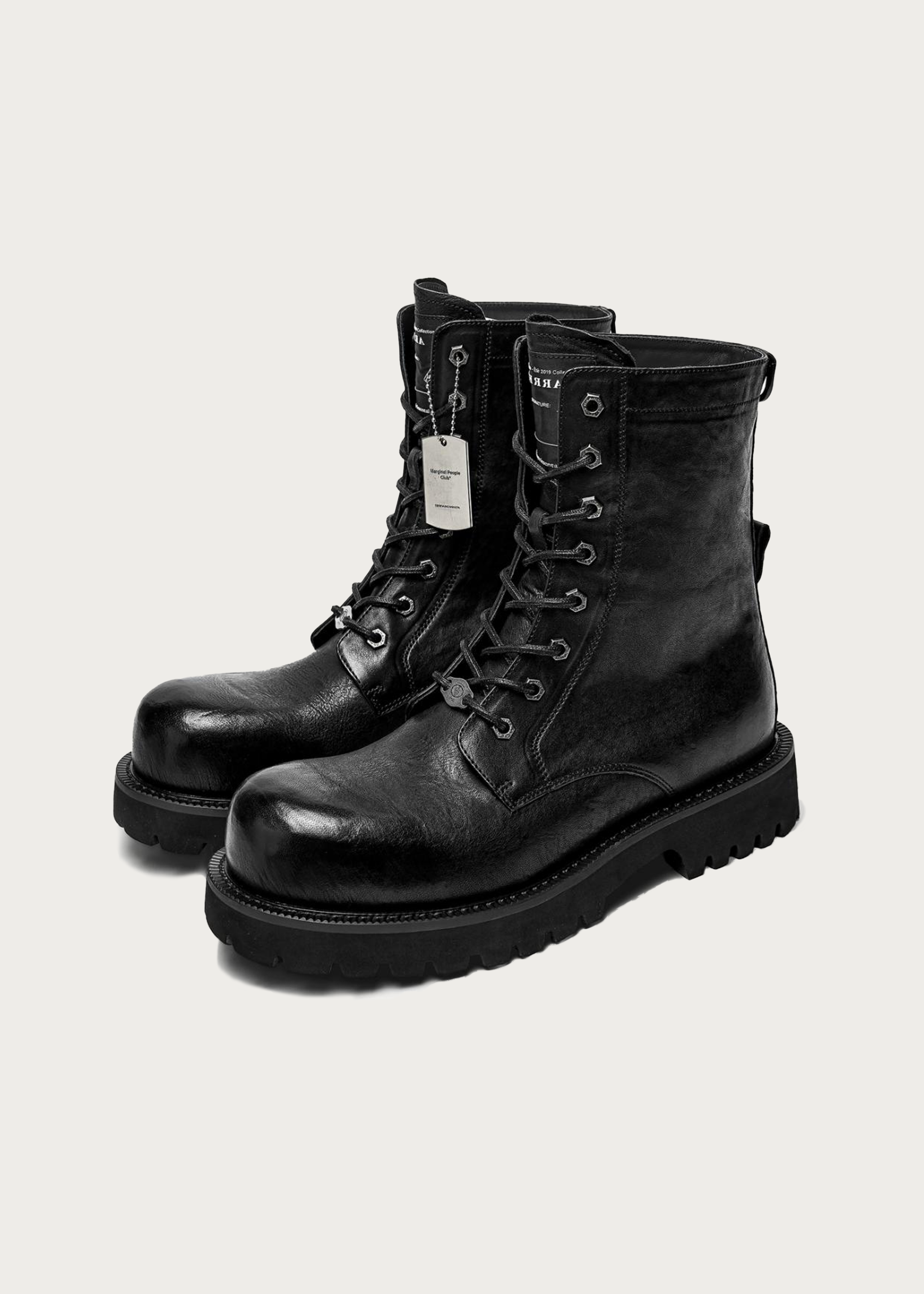 8-Eyelet Mid-calf Boots Black