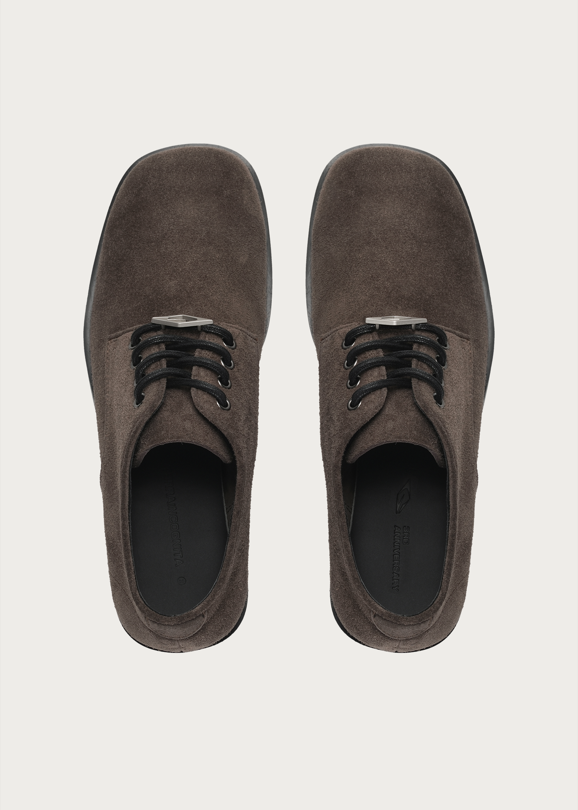 Leather Derby shoes Brownish gray