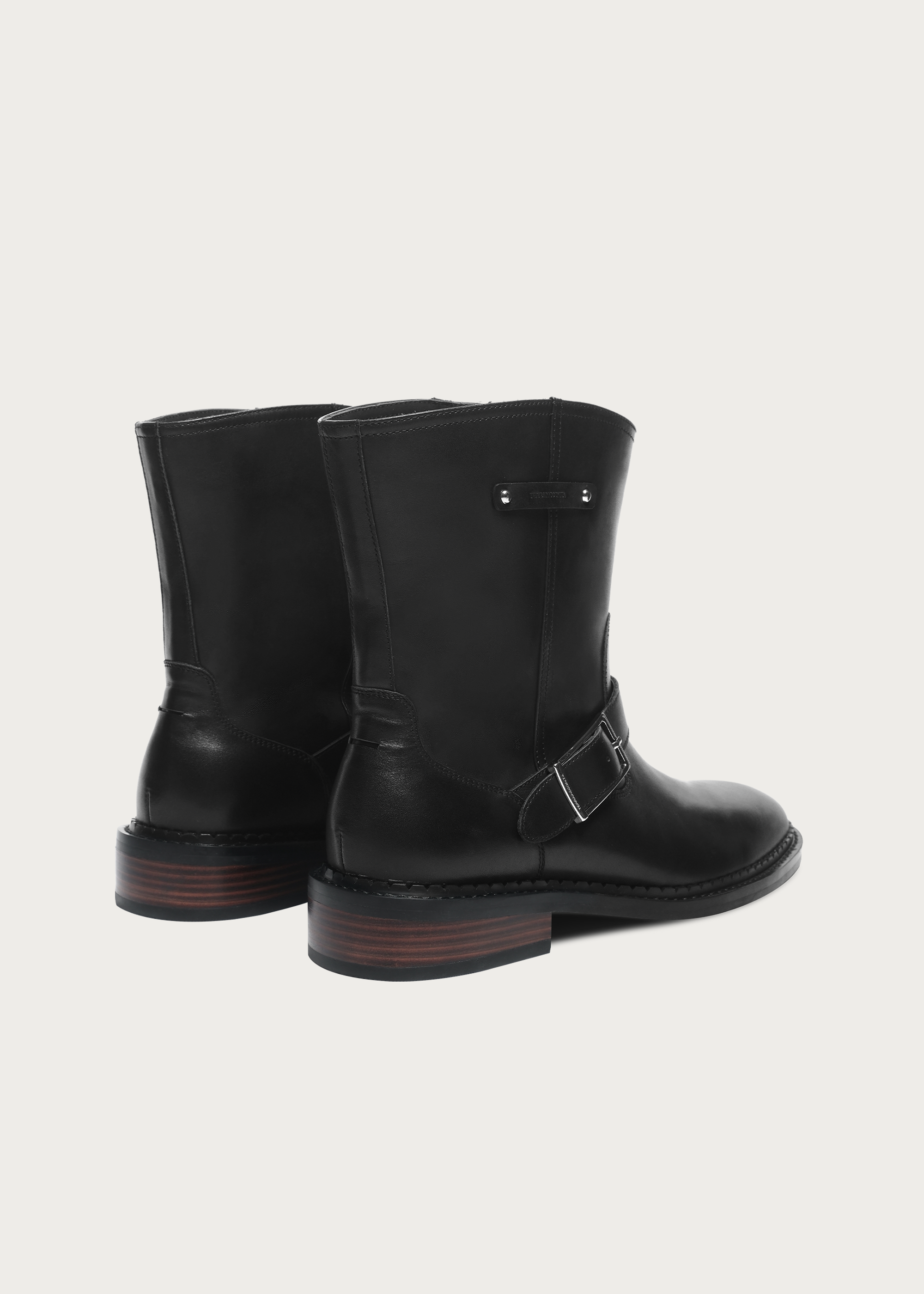 Ankle boots Wood-grain heel Black