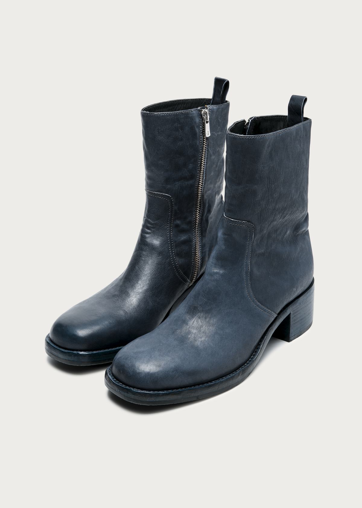 Veyran Horsehide Leather Boots Gray-Blue