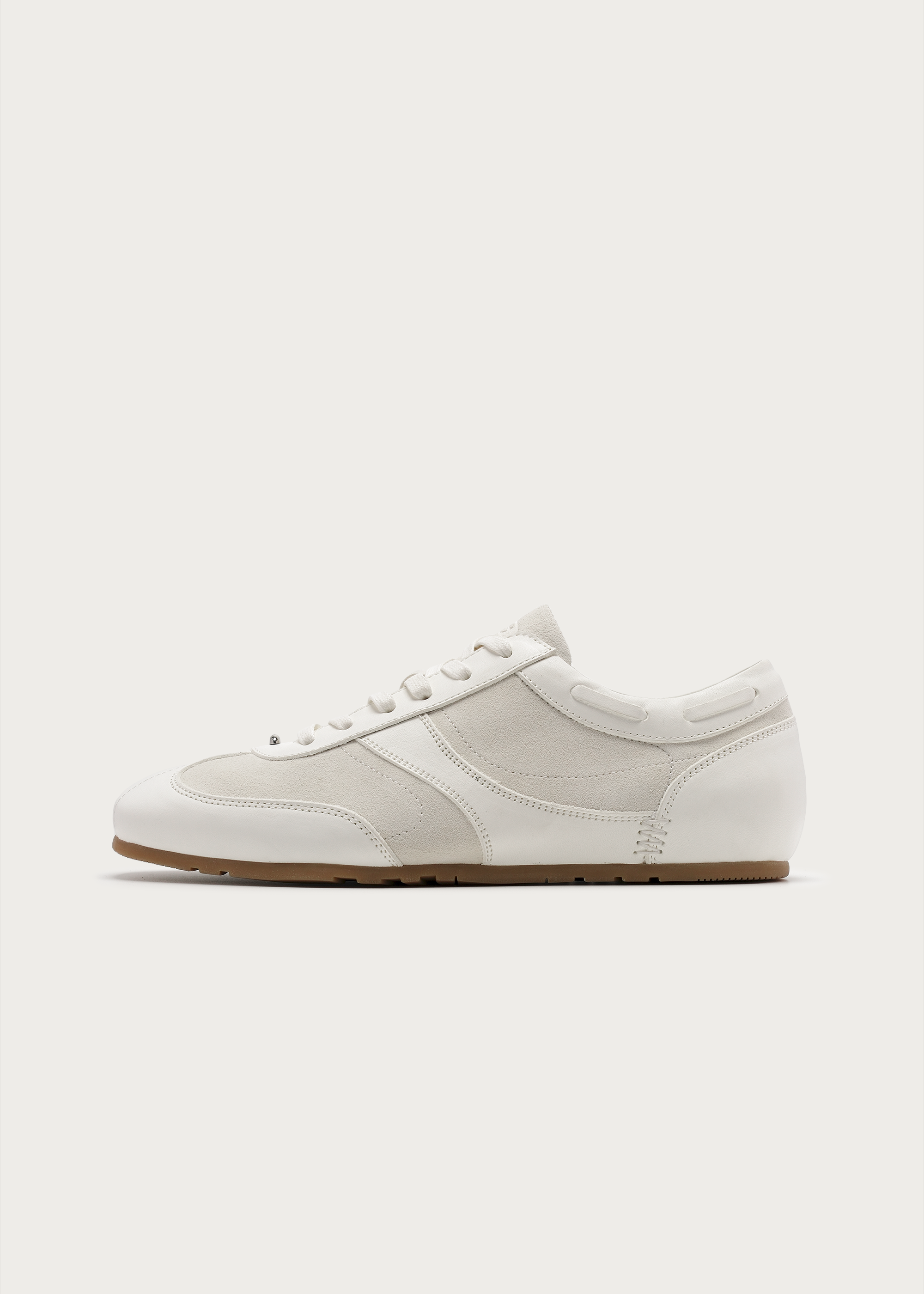 White leather sneakers with crepe rubber sole