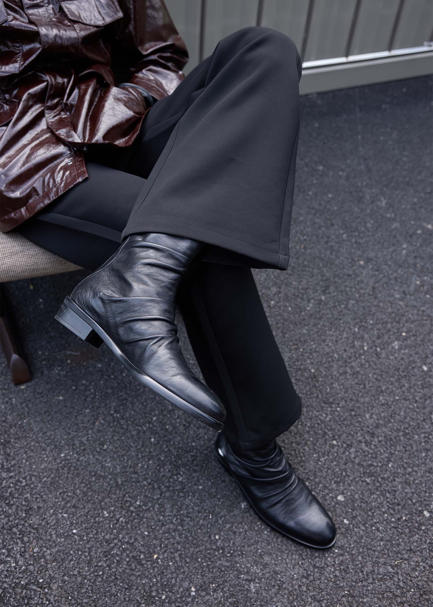 ankle dress boots Women's Chelsea PU Leather Block High Heel Platform Boots with Buckle,Black,3 Antonio Melani Mae Stretch Leather