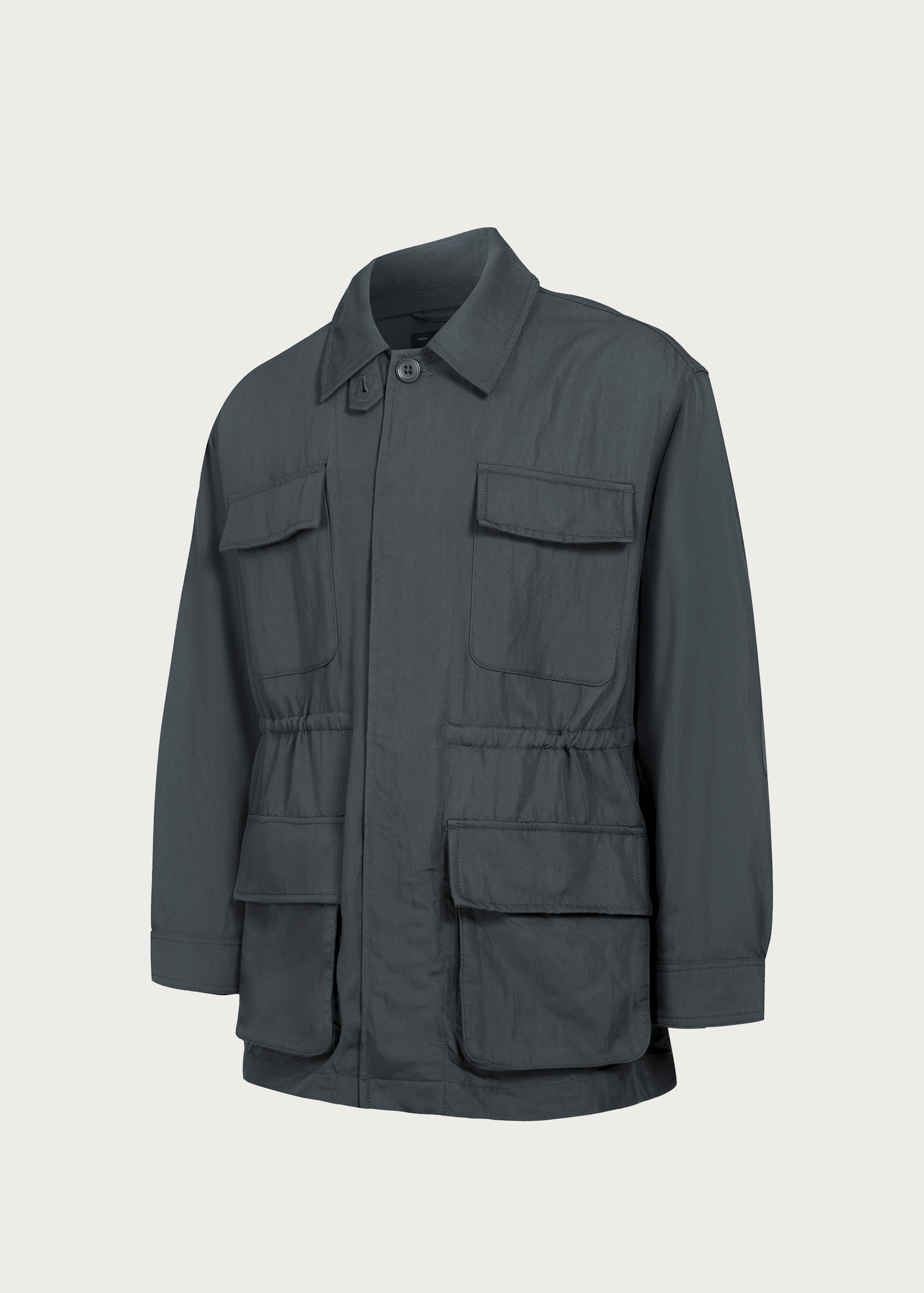 Four-Pocket Draped Lapel Jacket