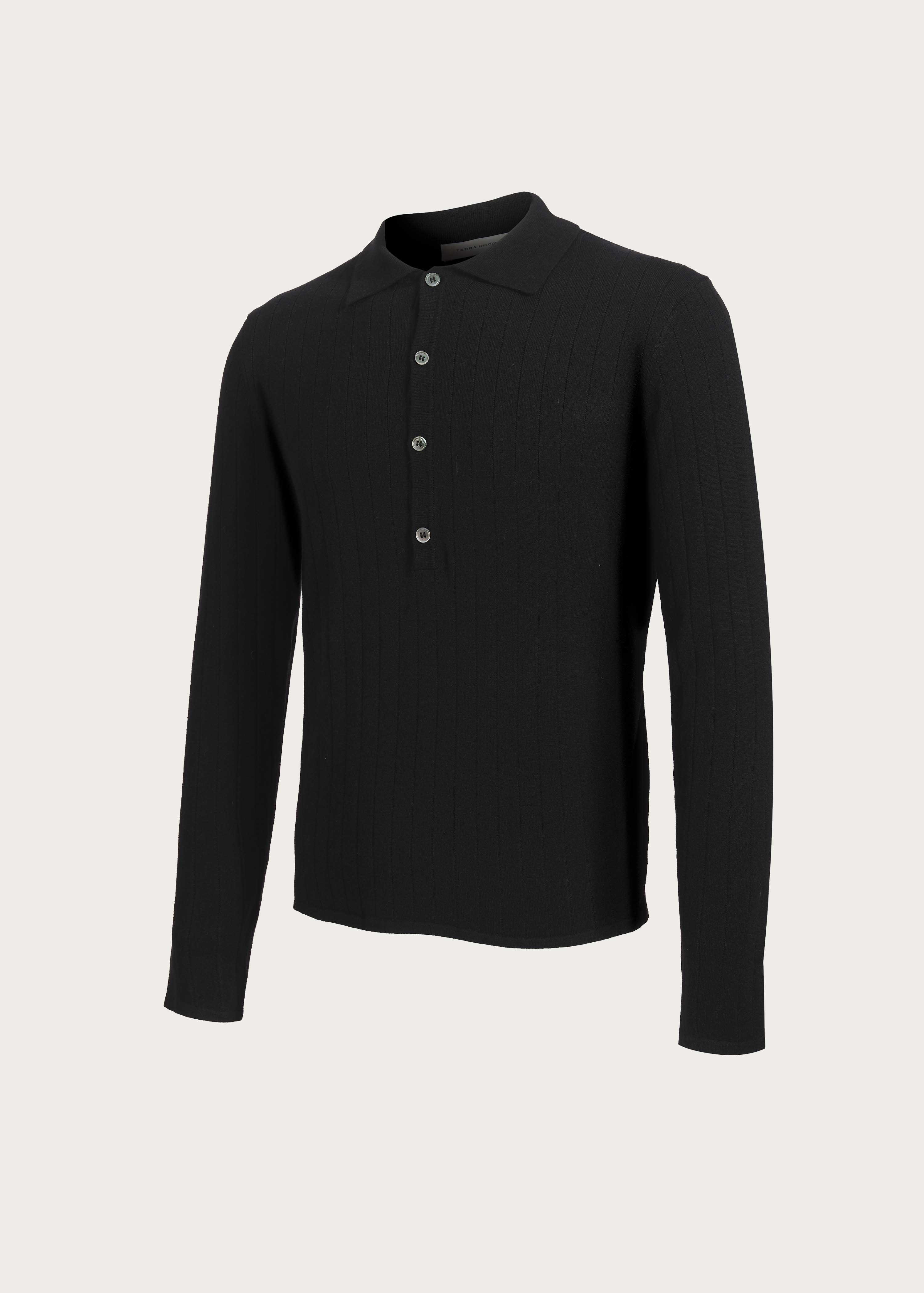 Half-placket long-sleeve knit polo shirt