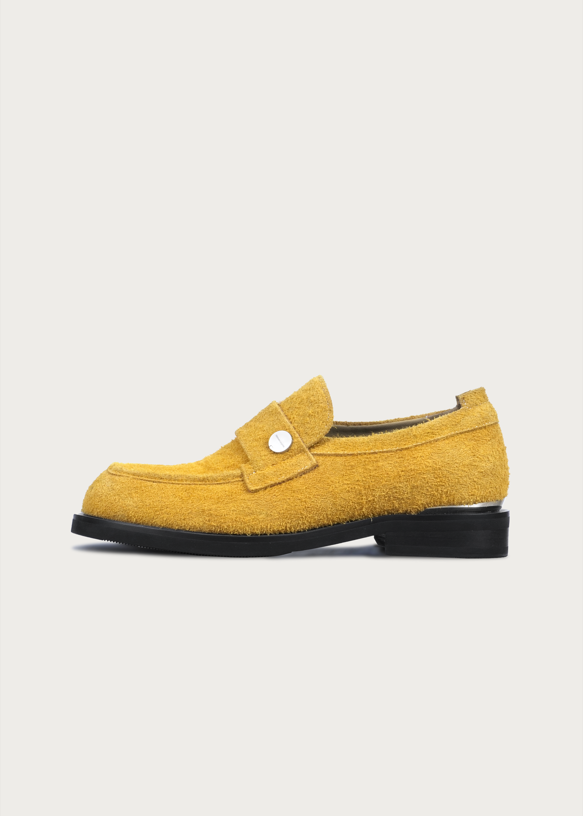 Button Suede Loafers Yellow