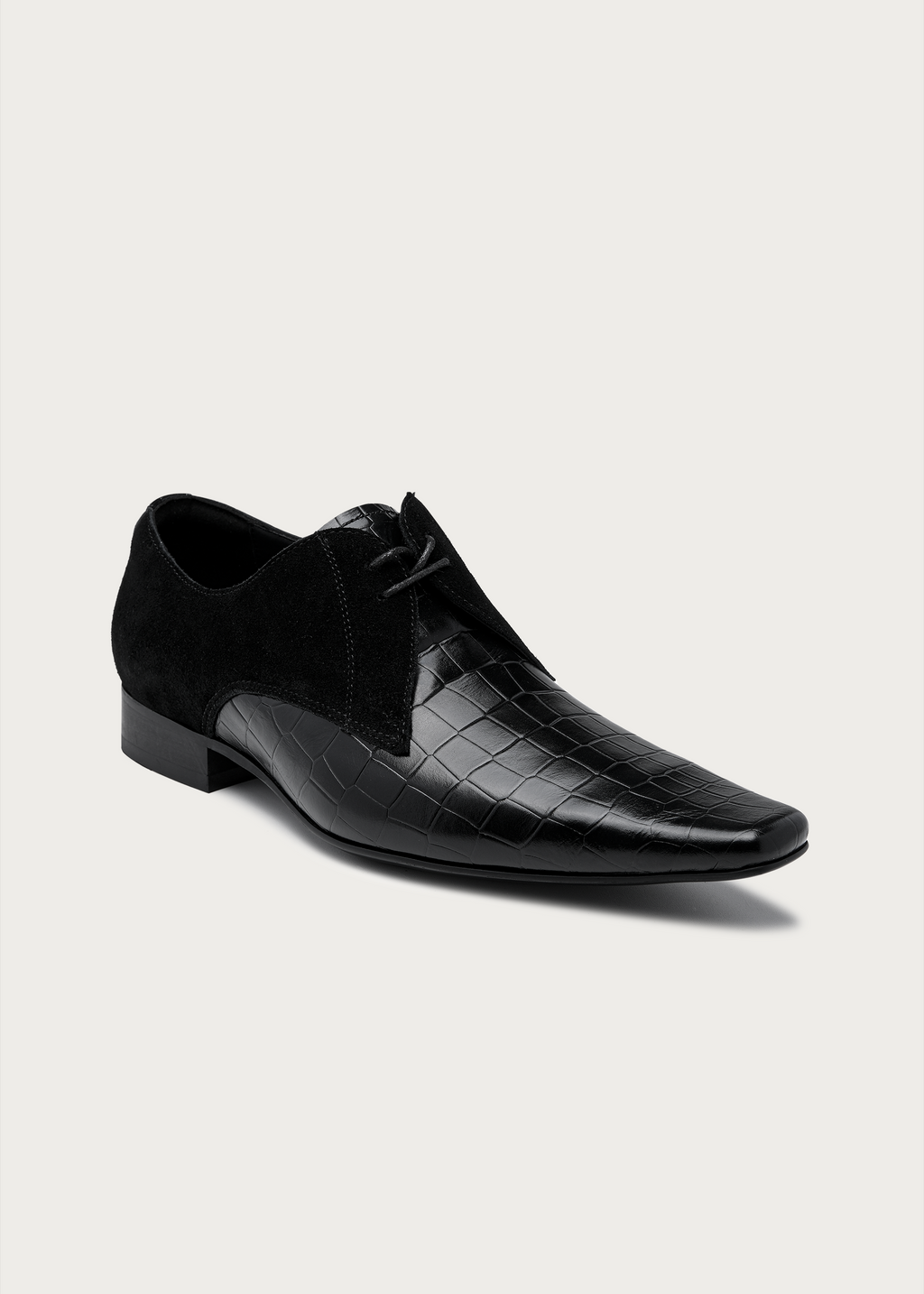 Veyl Chisel-Toe Croc-Embossed Leather Derby Shoes