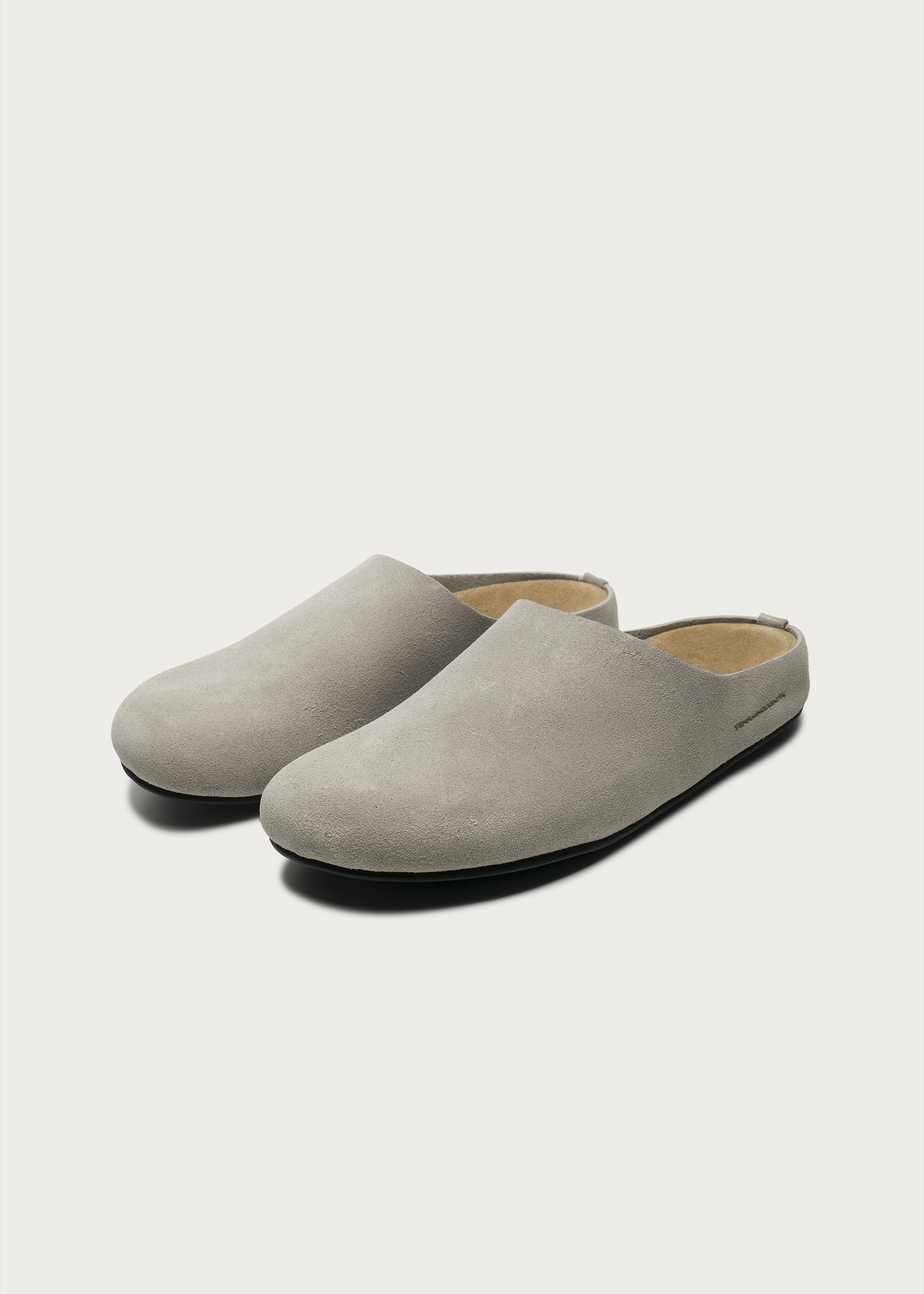Suede Clogs "Cloud-Feel" Light Gray