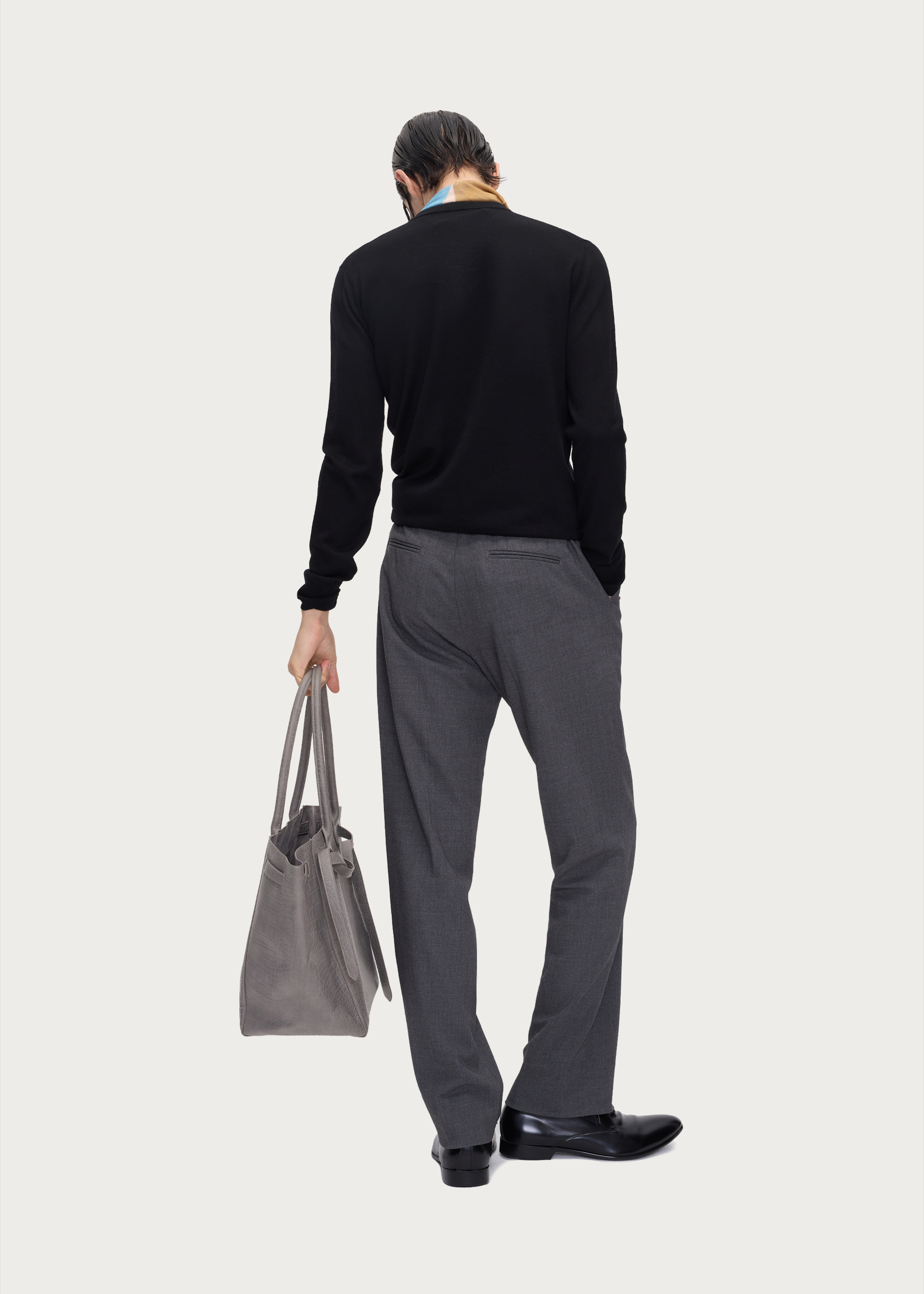 High-Twist Wool Straight-Leg Trousers