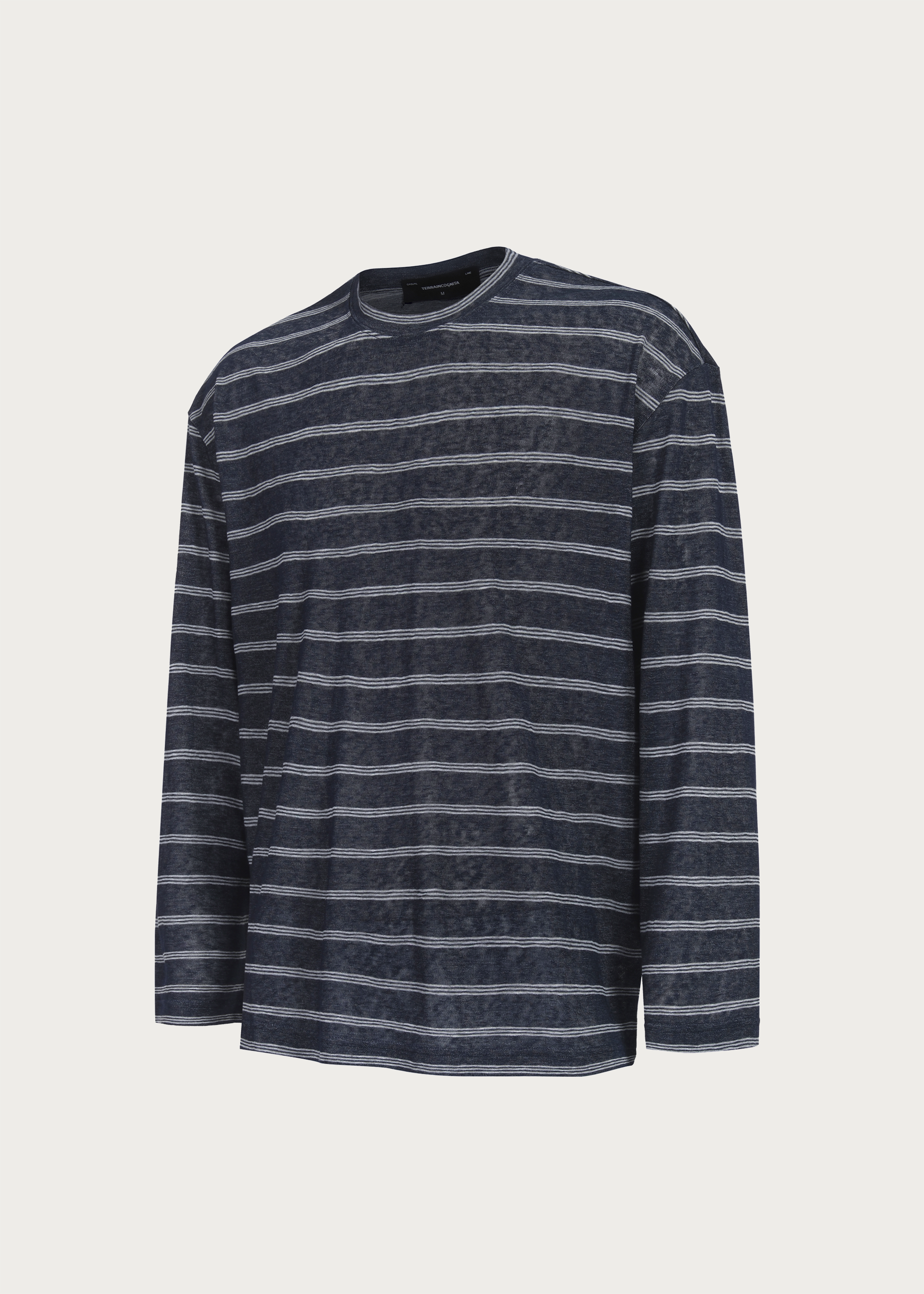 Basic Long-Sleeve Striped T-Shirt Blue