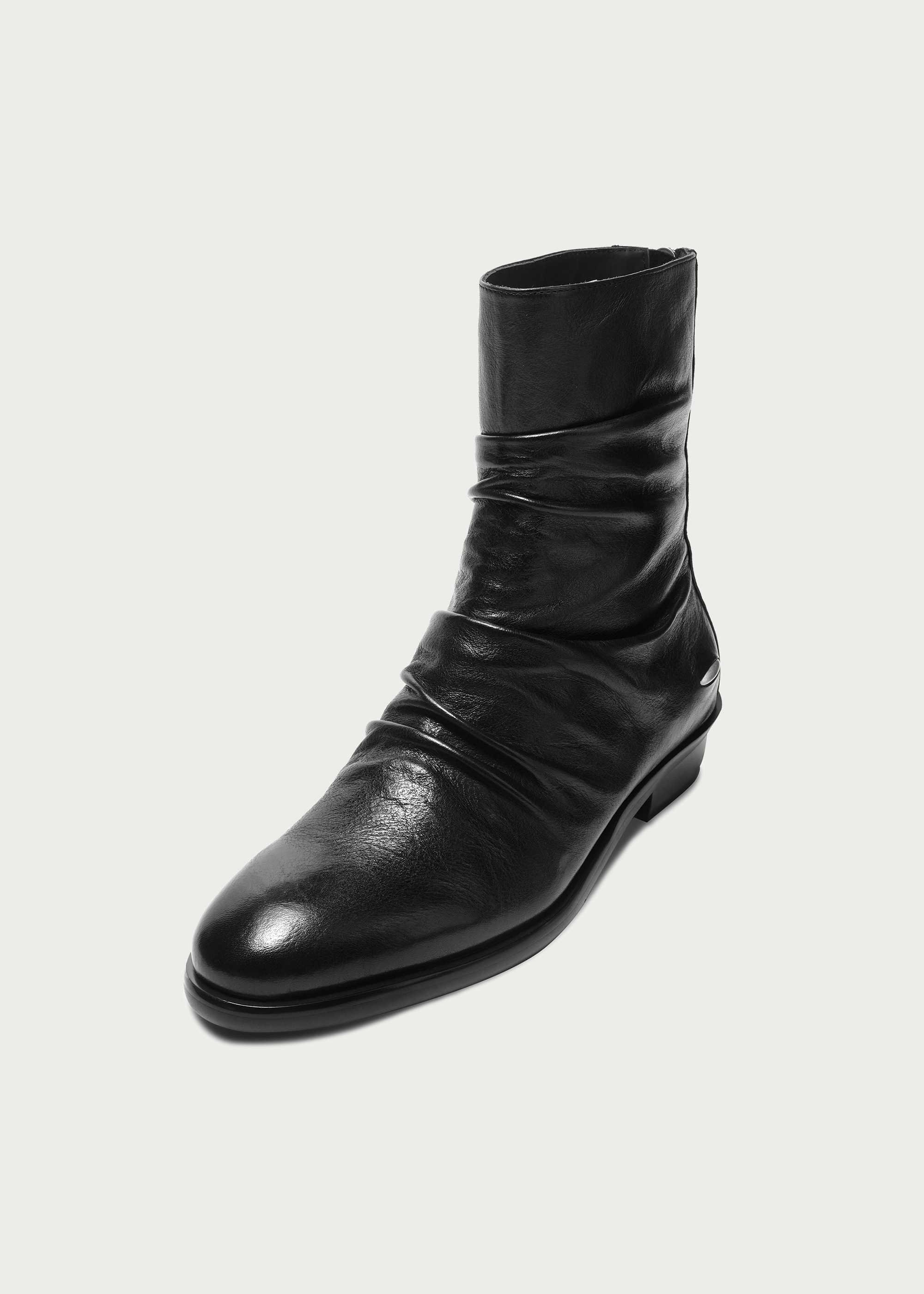 Riven Full-Grain Horsehide Ankle Boots Black