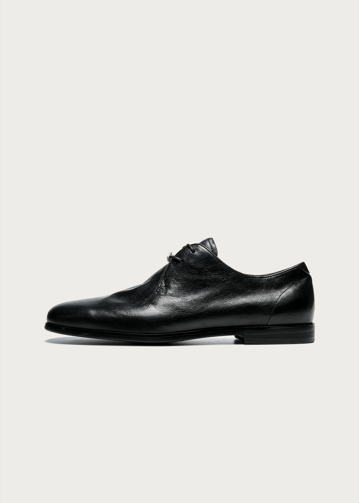 Varen Tumbled Waxed Leather Derby Shoes Black