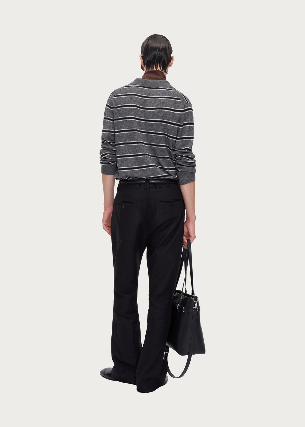 Striped Wool-Blend Knit Polo Shirt