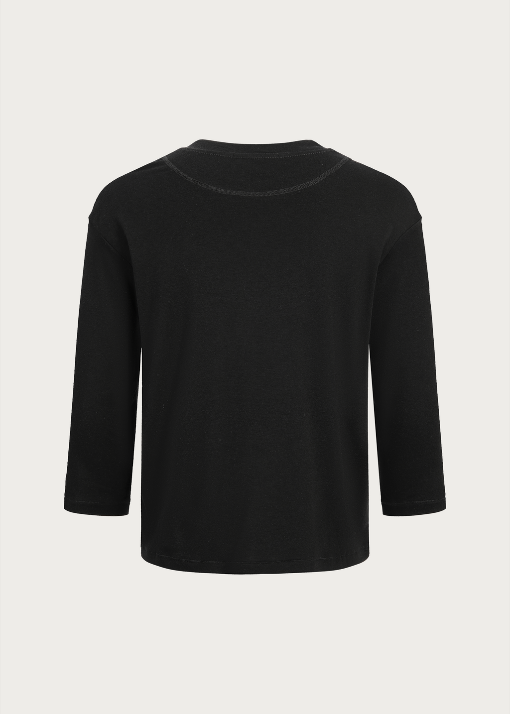 Three-quarter sleeve crew-neck T-shirt Black