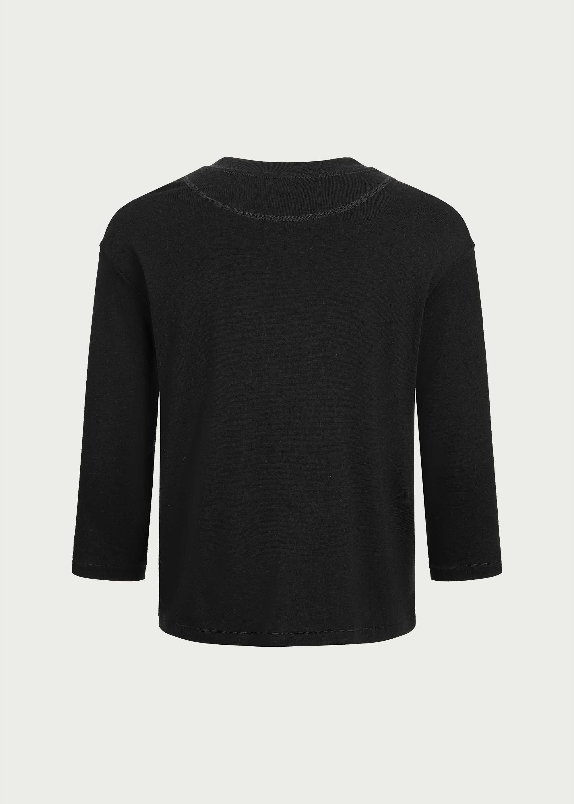 Three-quarter sleeve crew-neck T-shirt Black