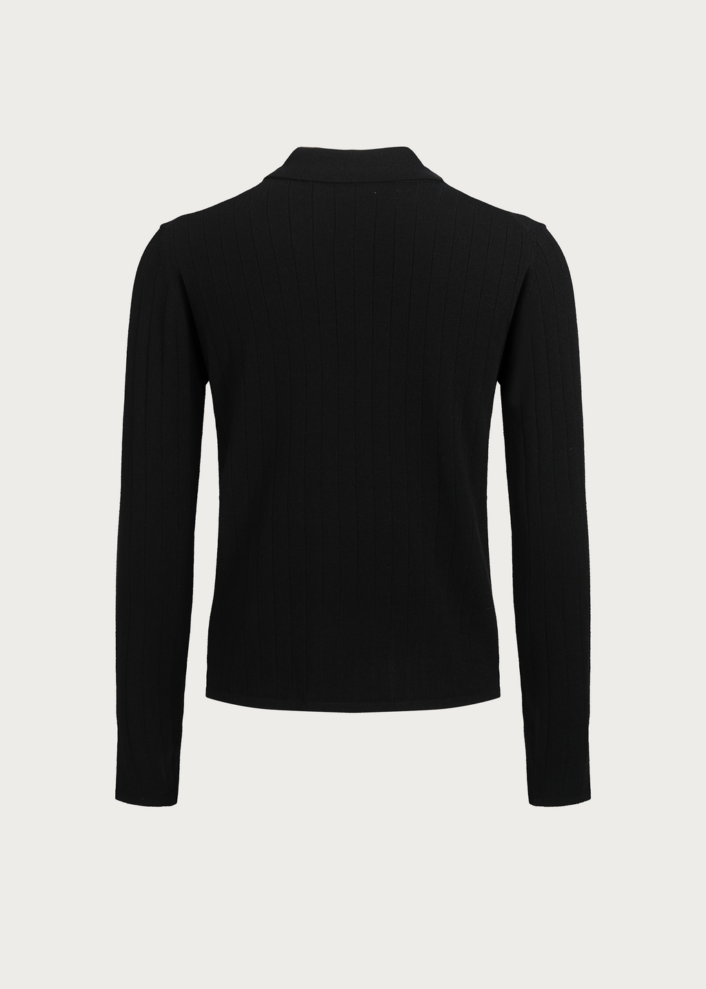 Half-placket long-sleeve knit polo shirt