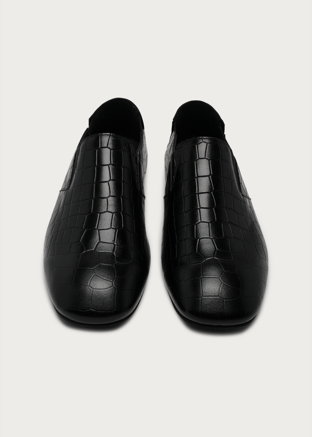 Rune Embossed Leather Loafers Black