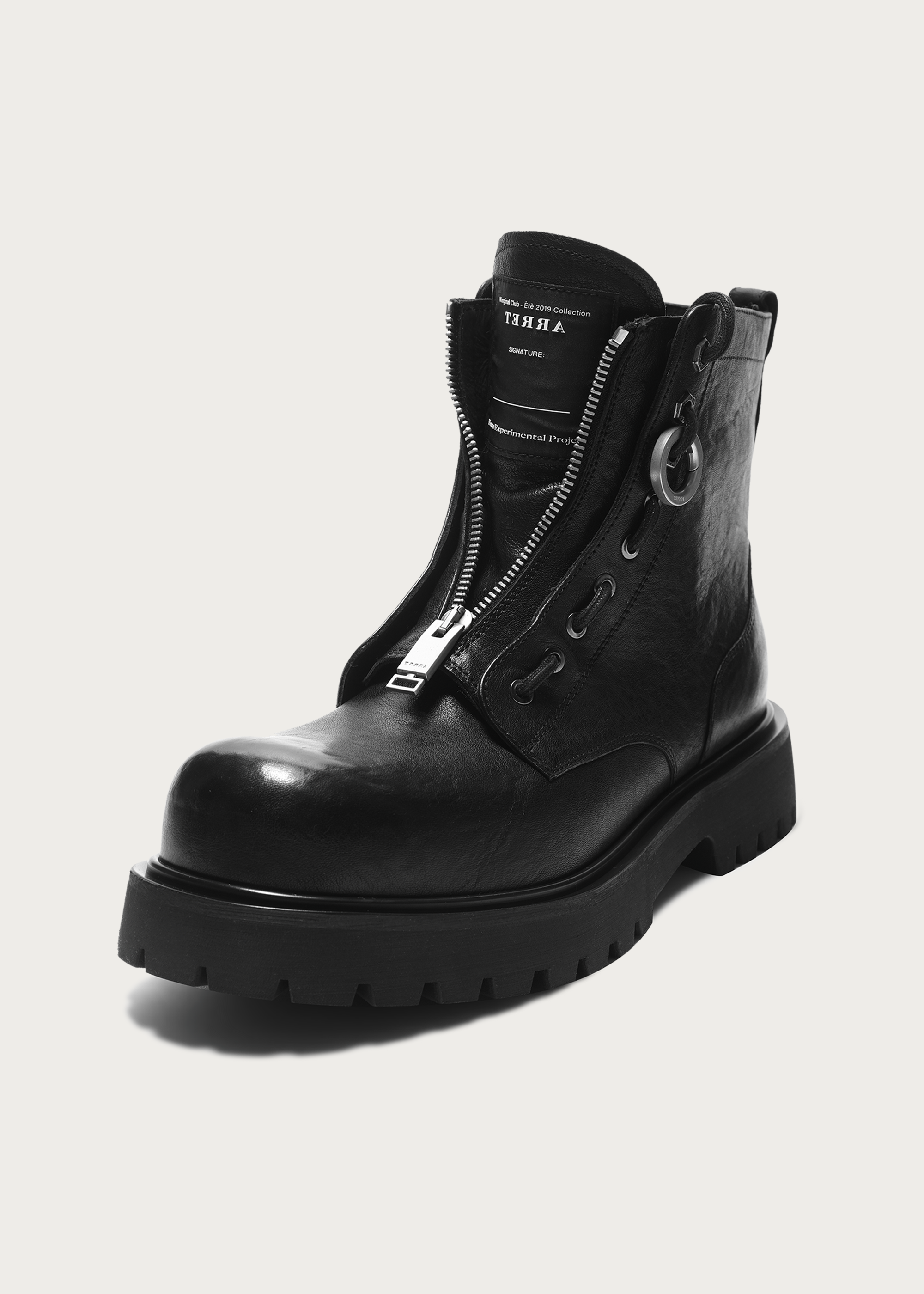 Workwear horsehide Zipper boots Black