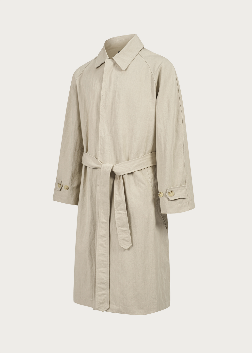 Long Lapel Trench Coat Khaki