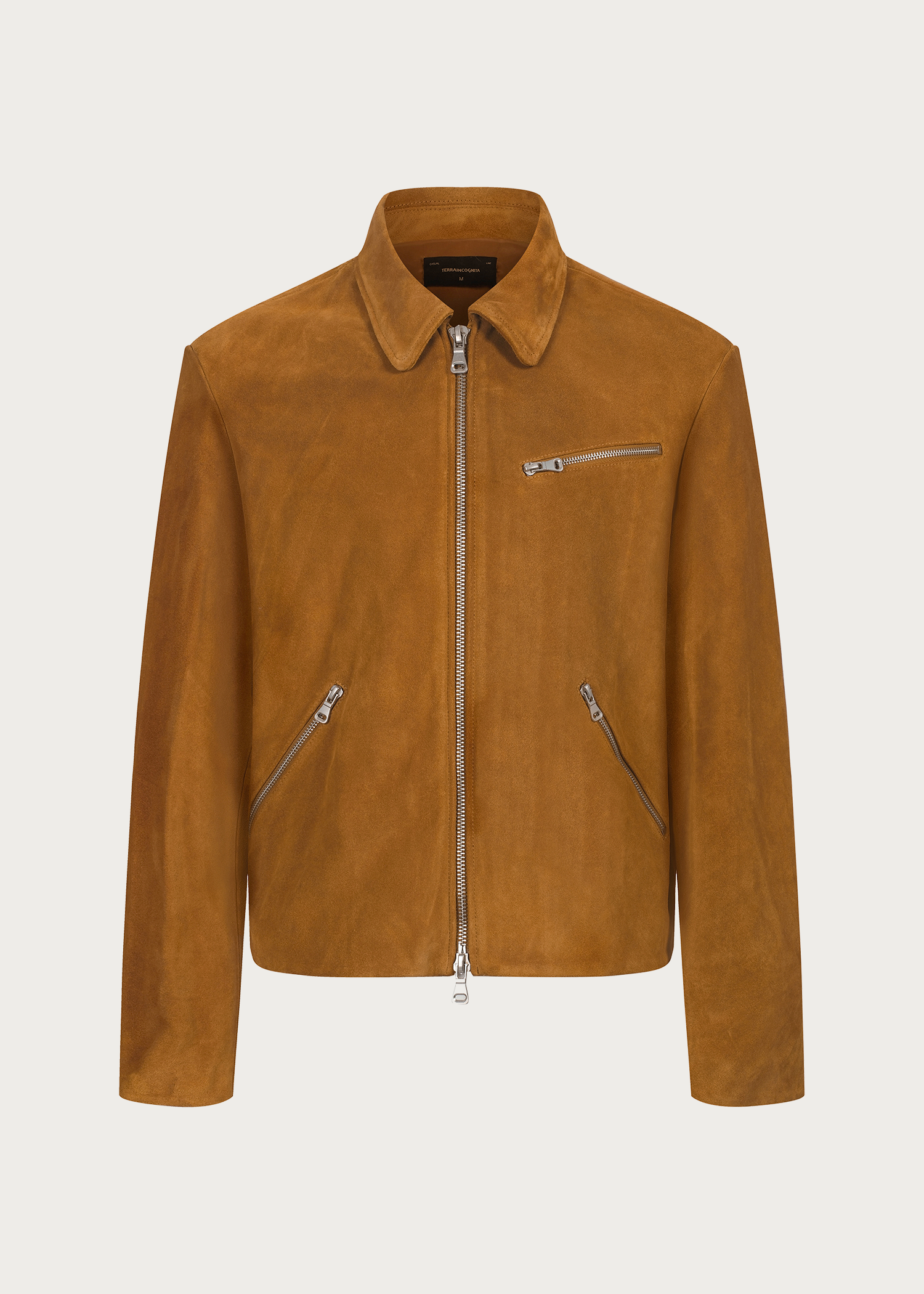 Cowhide Suede Zip-Up Leather Jacket