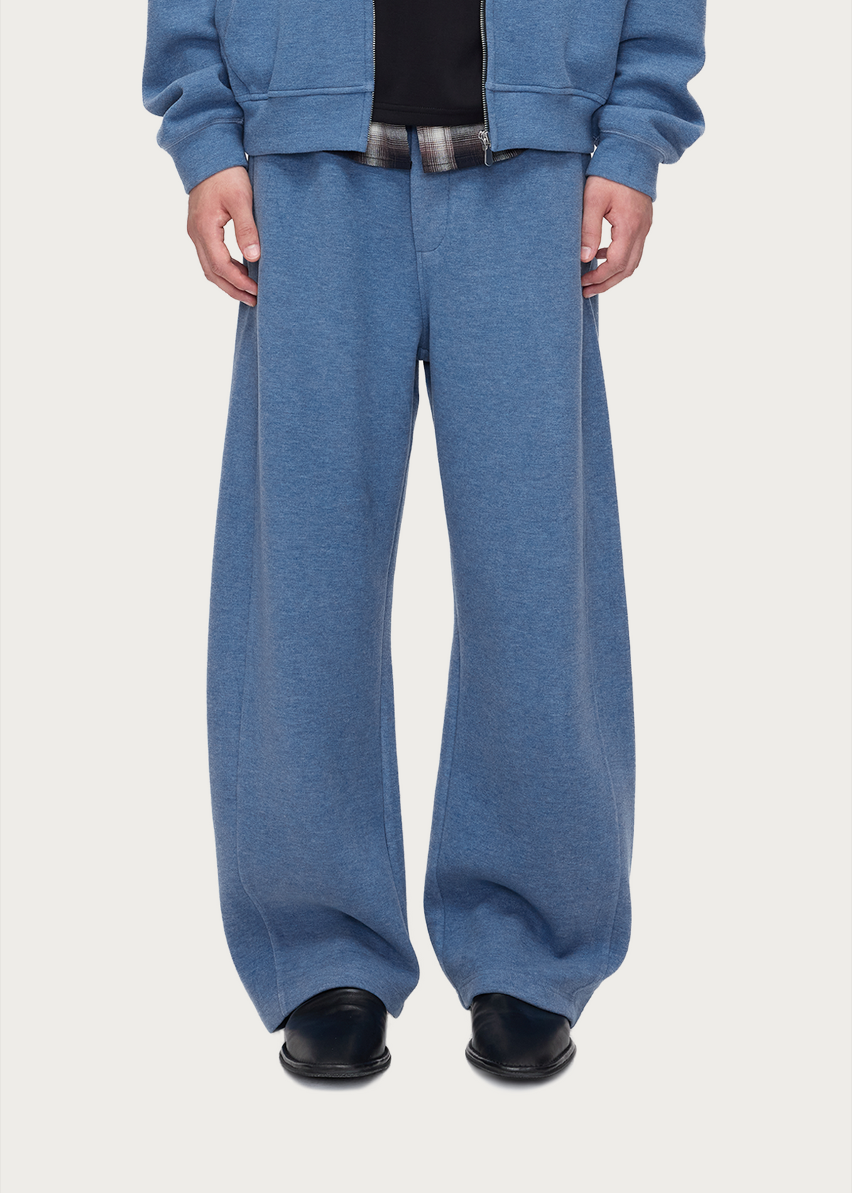 Wool-Blend Curved-Leg Sweatpants Blue