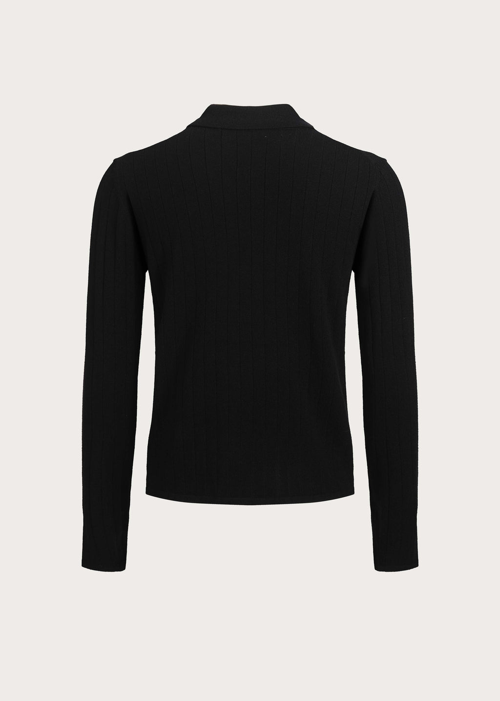 Half-placket long-sleeve knit polo shirt