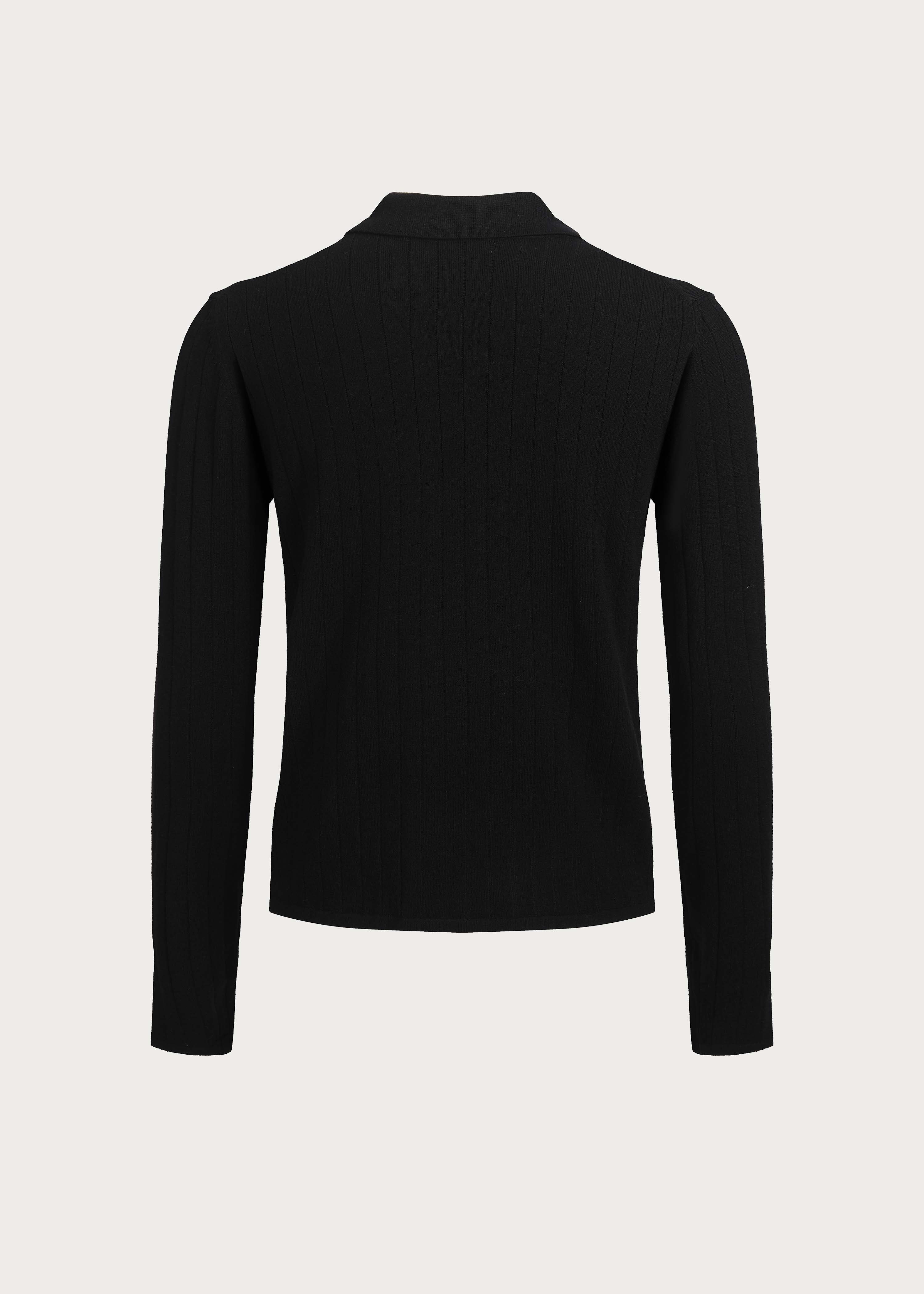 Half-placket long-sleeve knit polo shirt