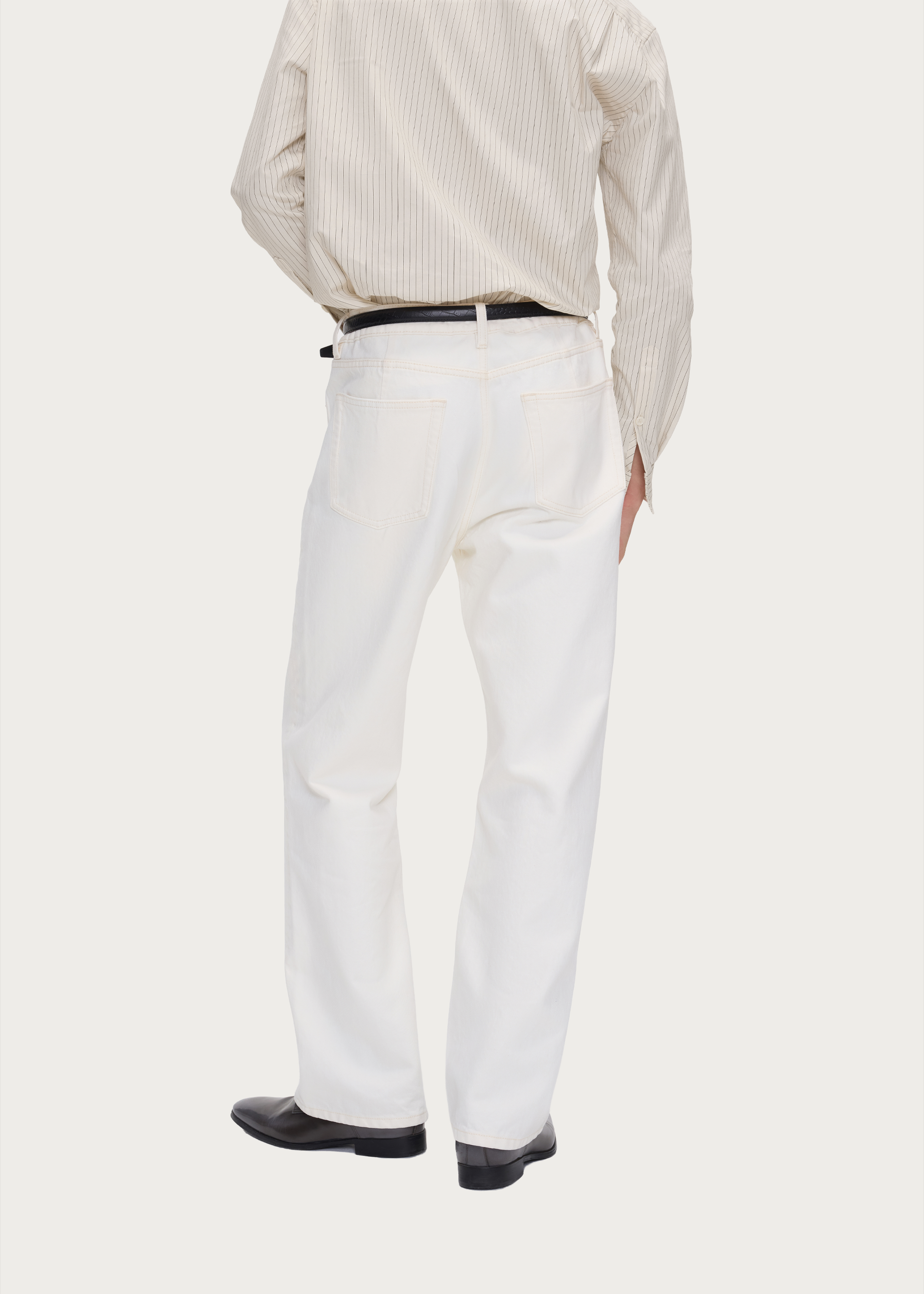 Relaxed White Straight-Leg Jeans