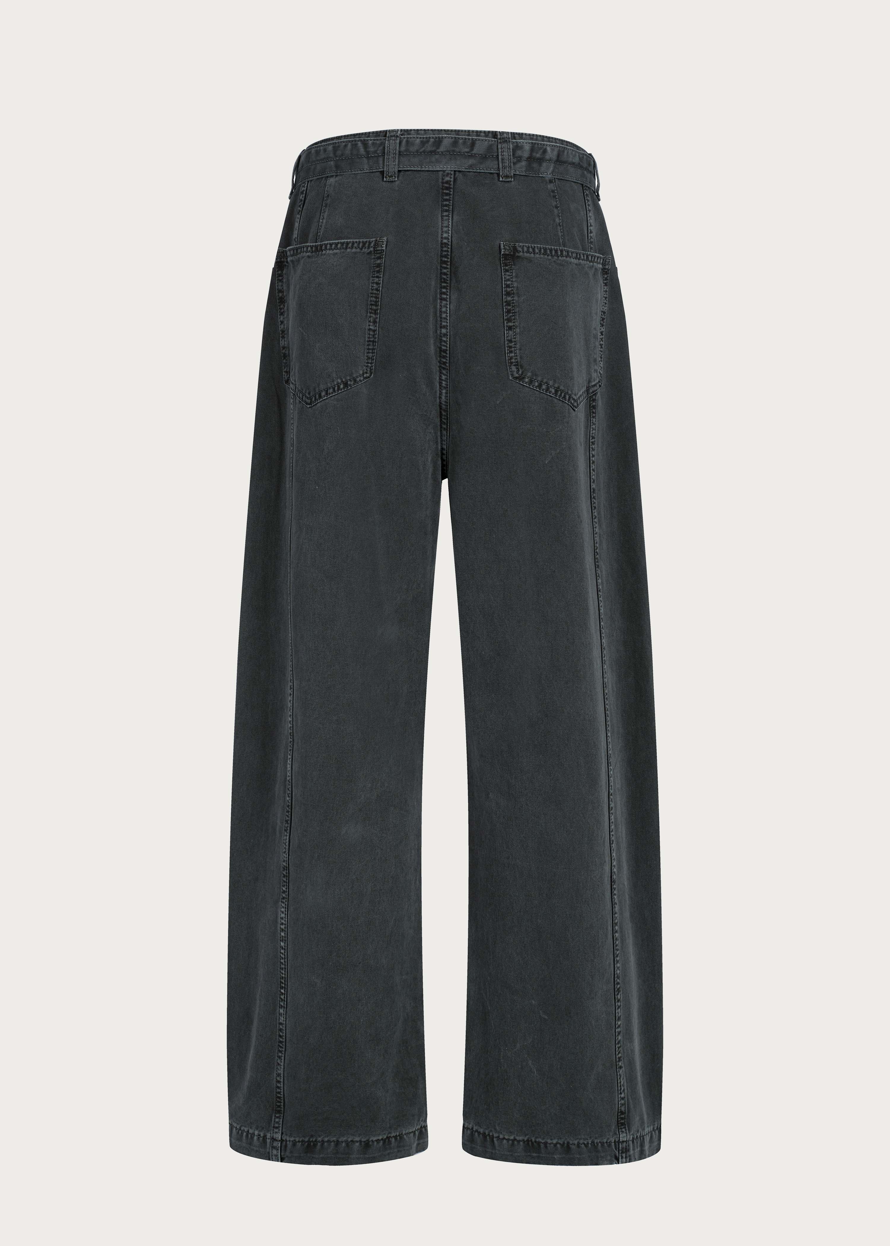 Washed Twill Denim Jeans with Belt Dark Green